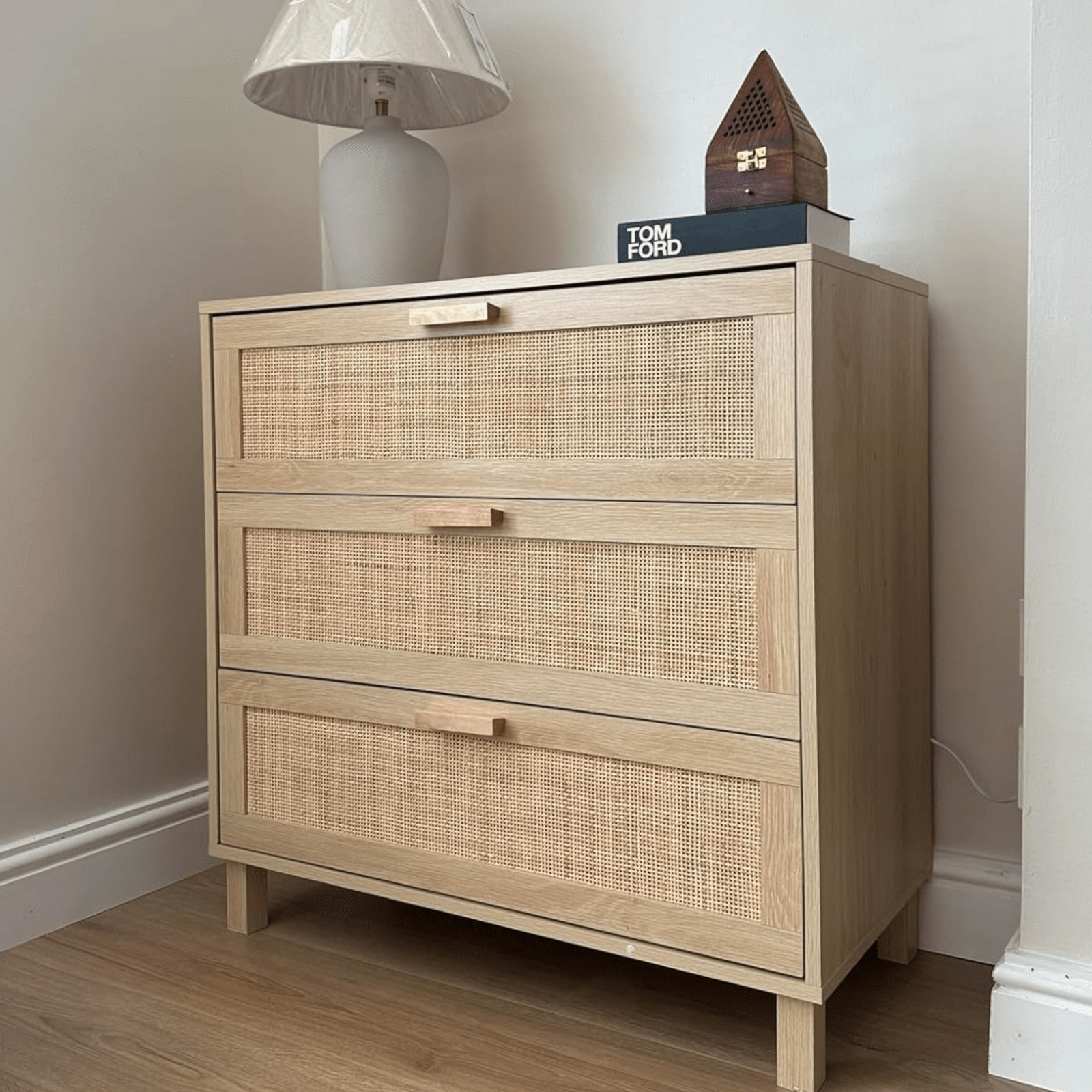 Rattan Woven Panel Chest of Drawers Bedroom Dresser Storage Unit Natural Finish - Home and Garden Furniture Shop - rustic - furniture