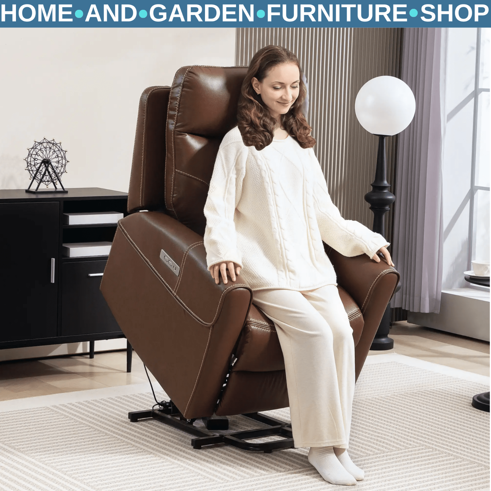 Recliner Chair PU Leather Built - In Footrest w/ USB Port & Remote Control Brown - Home and Garden Furniture Shop - rustic - furniture
