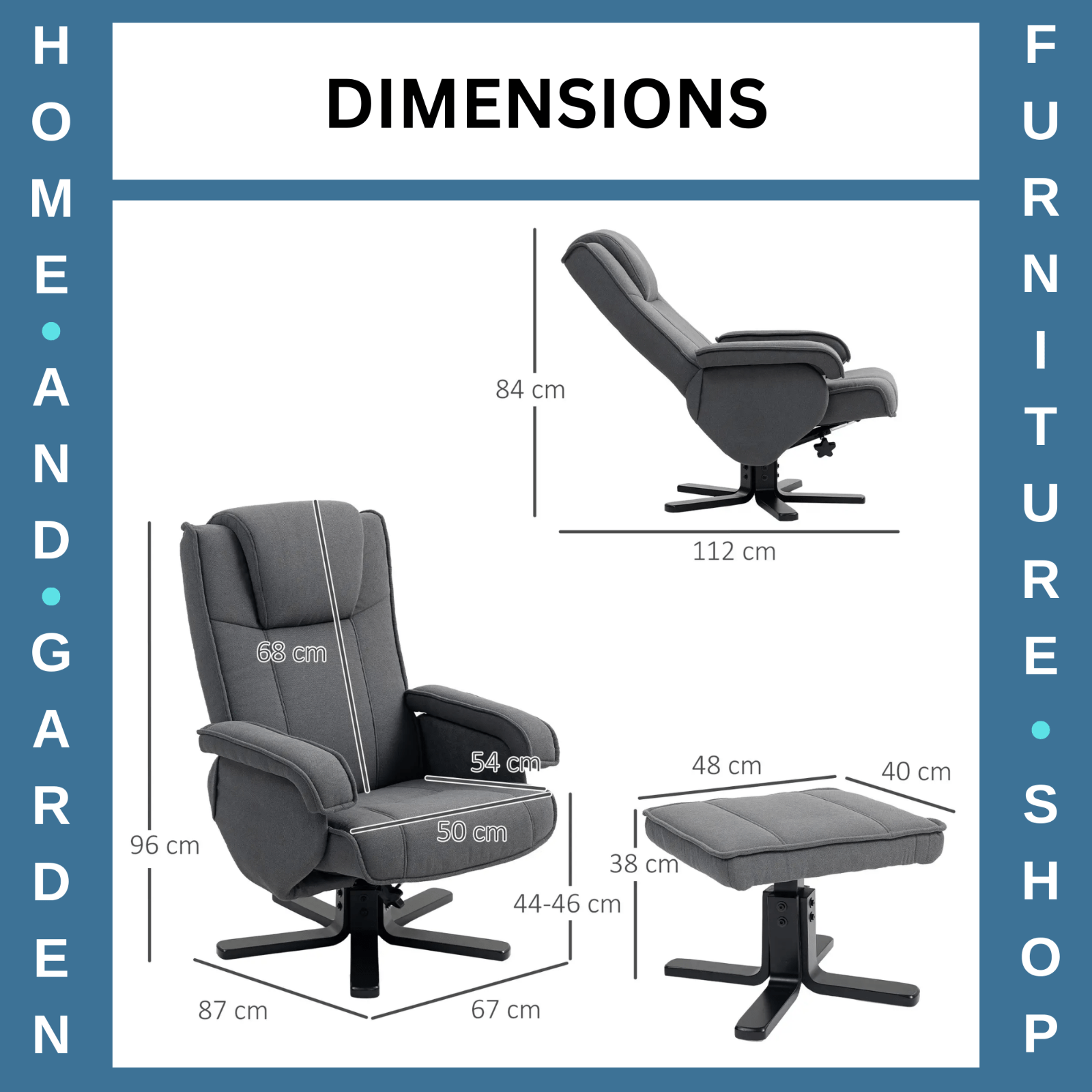 Recliner Chair Swivel Rocker w/ Footstool Adjustable Living Room Charcoal Grey - Home and Garden Furniture Shop - rustic - furniture