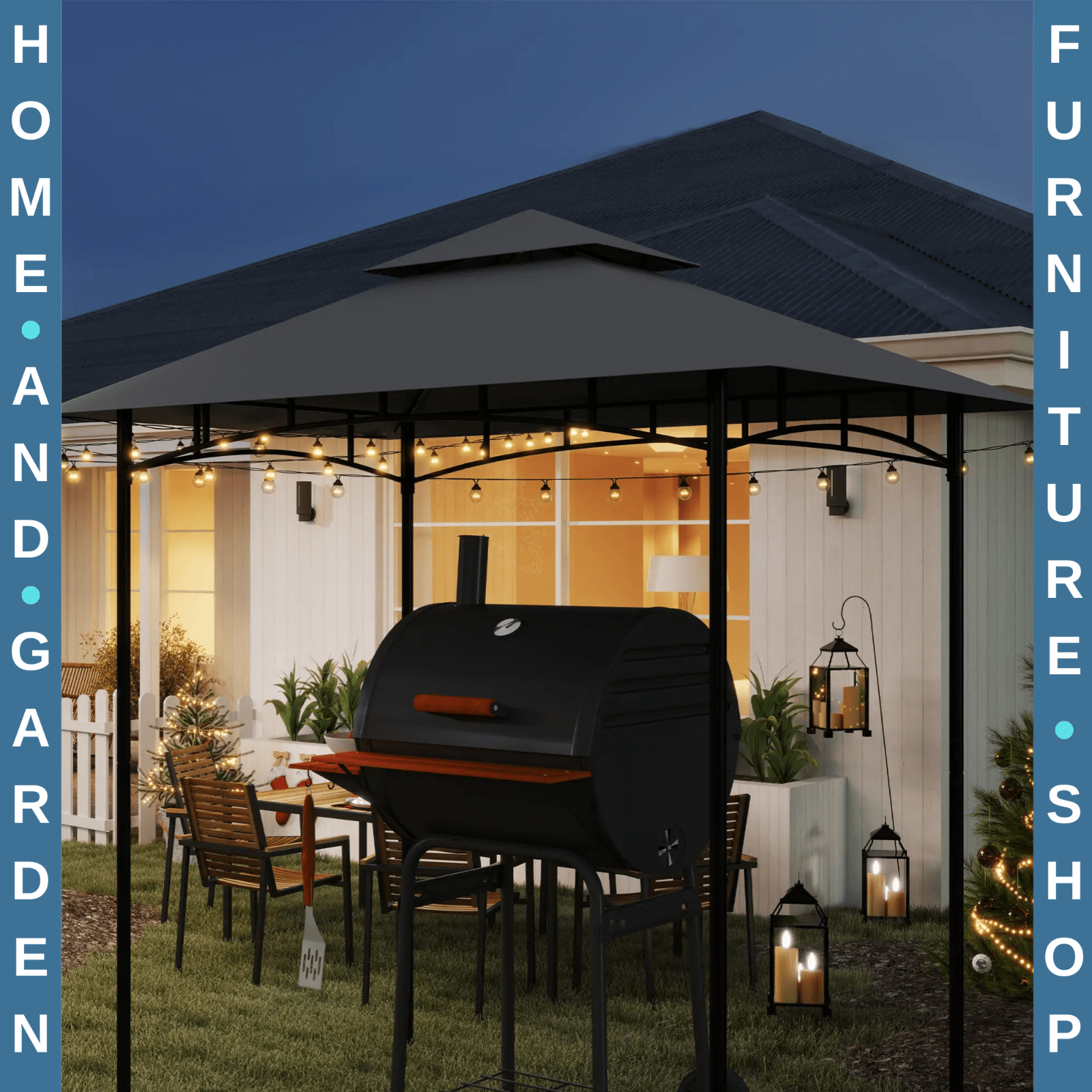 Replacement BBQ Grill Gazebo Cover Roof Replacement 1.5 x 2.4m Frame Dark Grey - Home and Garden Furniture Shop - rustic - furniture
