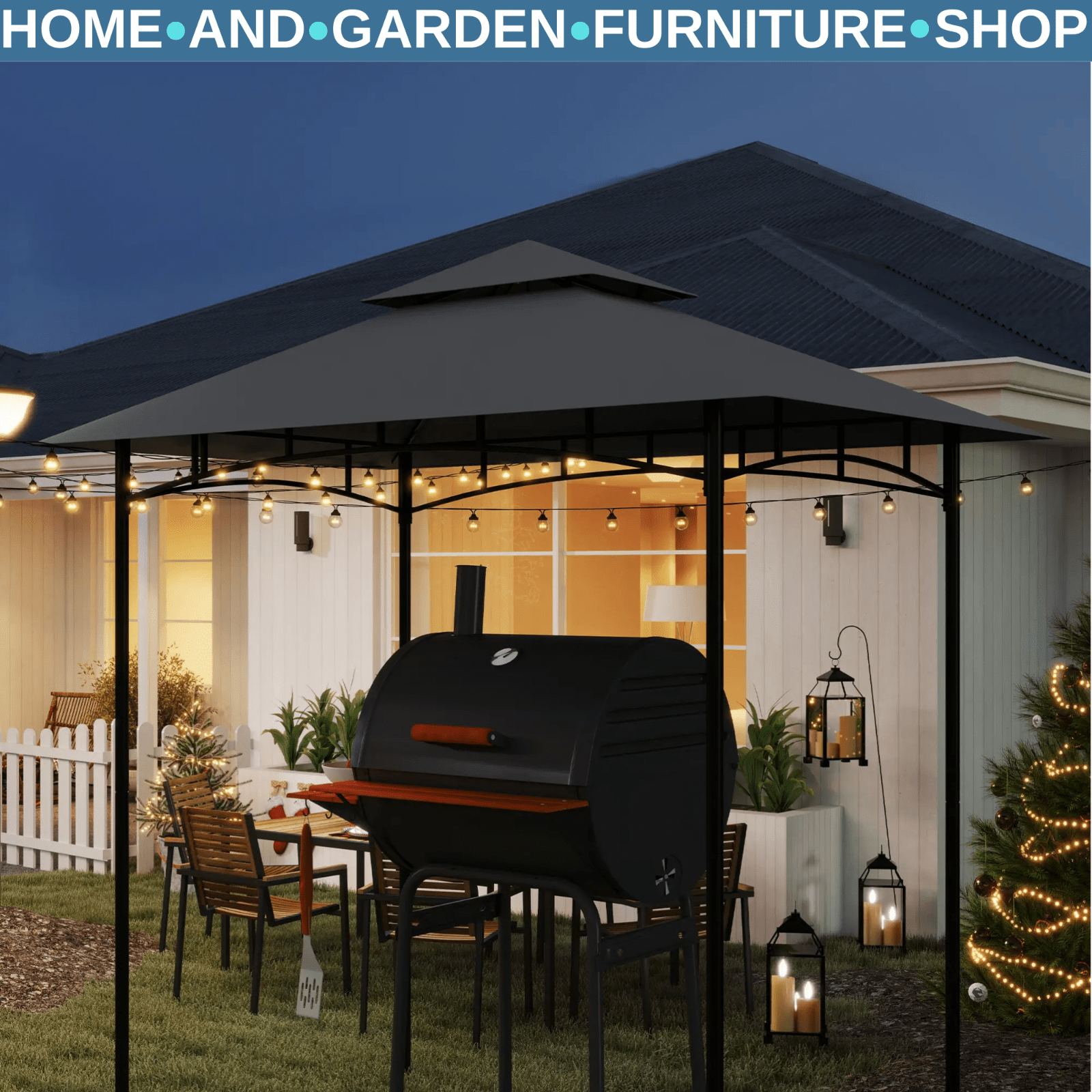 Replacement BBQ Grill Gazebo Cover Roof Replacement 1.5 x 2.4m Frame Dark Grey - Home and Garden Furniture Shop - rustic - furniture
