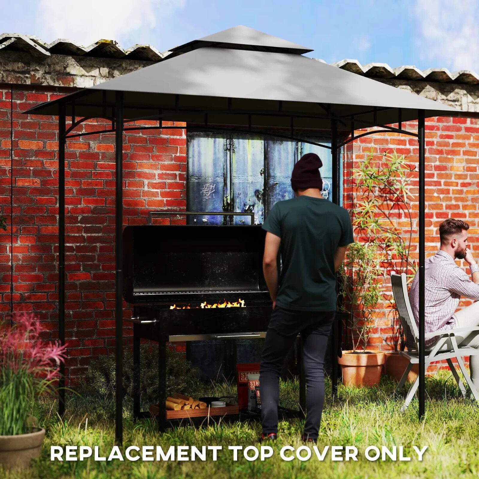 Replacement BBQ Grill Gazebo Cover Roof Replacement 1.5 x 2.4m Frame Dark Grey - Home and Garden Furniture Shop - #rustic - furniture#