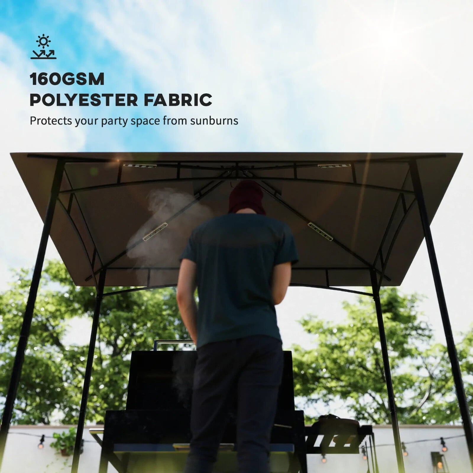 Replacement BBQ Grill Gazebo Cover Roof Replacement 1.5 x 2.4m Frame Dark Grey - Home and Garden Furniture Shop - rustic - furniture