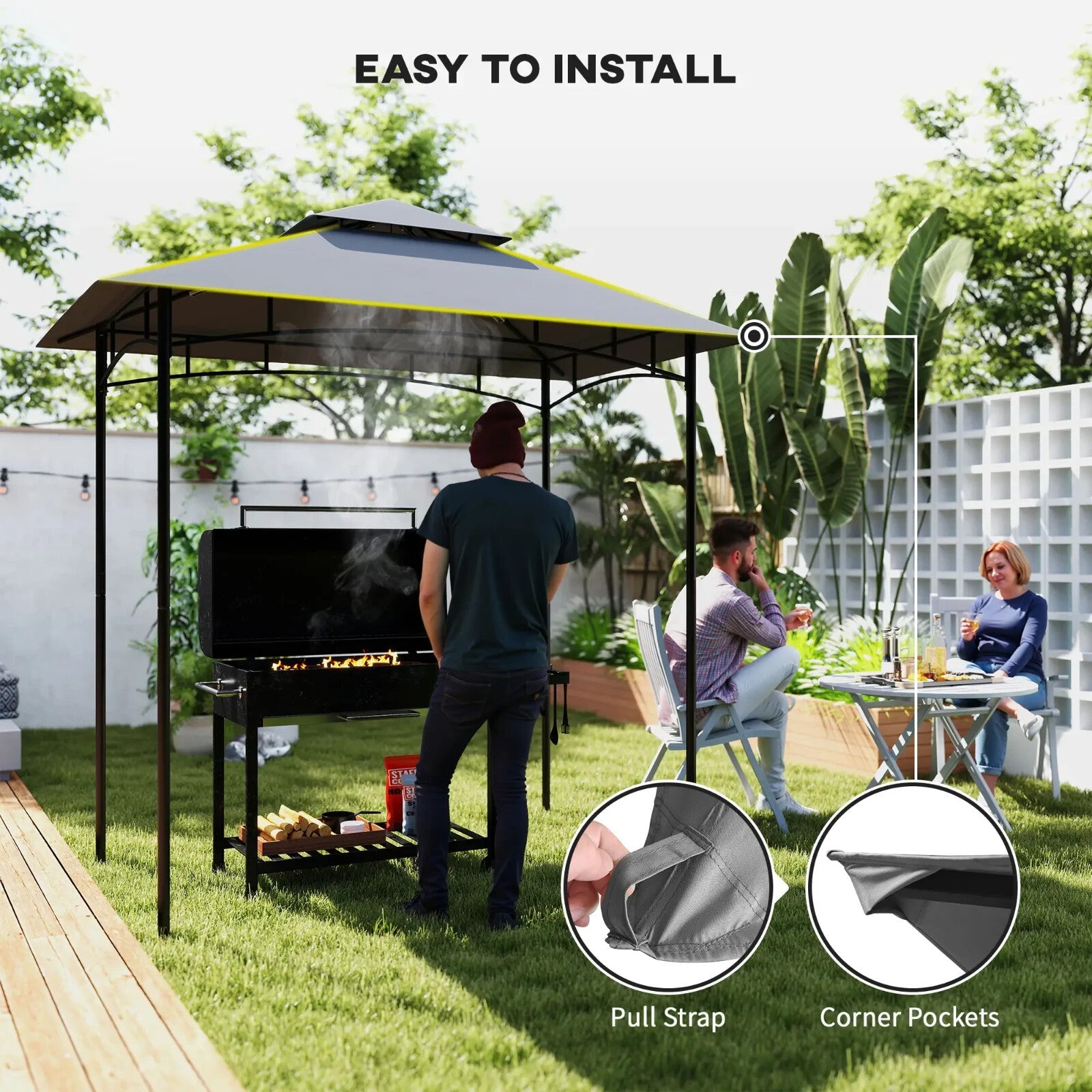 Replacement BBQ Grill Gazebo Cover Roof Replacement 1.5 x 2.4m Frame Dark Grey - Home and Garden Furniture Shop - rustic - furniture