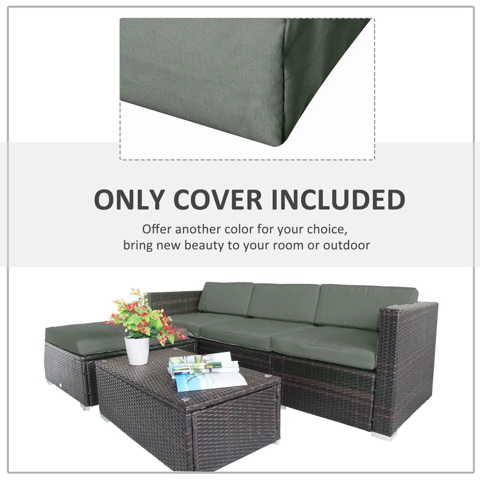 Replacement Cushion Cover for Garden Rattan Furniture Outdoor Seat Protection - Home and Garden Furniture Shop - rustic - furniture