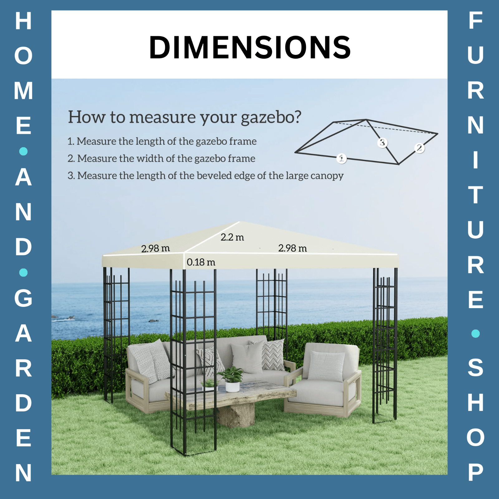 Replacement Gazebo Canopy Cover for 3 x 3m Gazebos UPF30+ Cream White Roof Cover - Home and Garden Furniture Shop - rustic - furniture