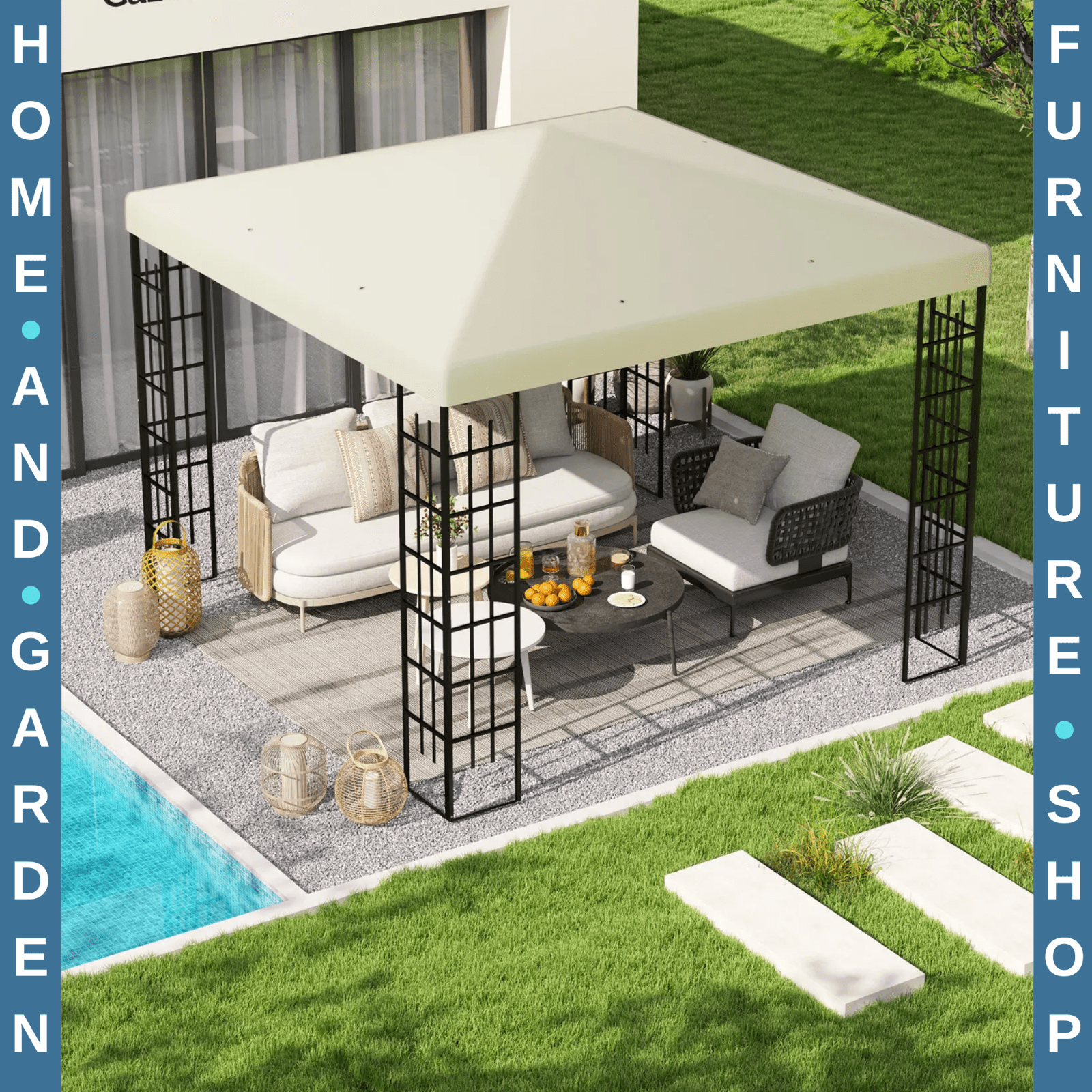 Replacement Gazebo Canopy Cover for 3 x 3m Gazebos UPF30+ Cream White Roof Cover - Home and Garden Furniture Shop - rustic - furniture