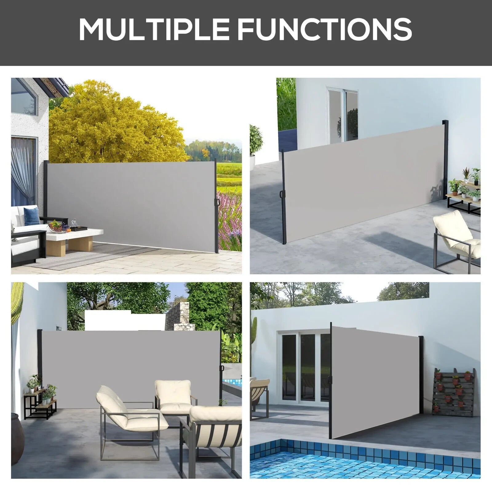 Retractable Side Awning Privacy Screen 400 x 180cm for Garden Balcony Terrace - Home and Garden Furniture Shop - rustic - furniture