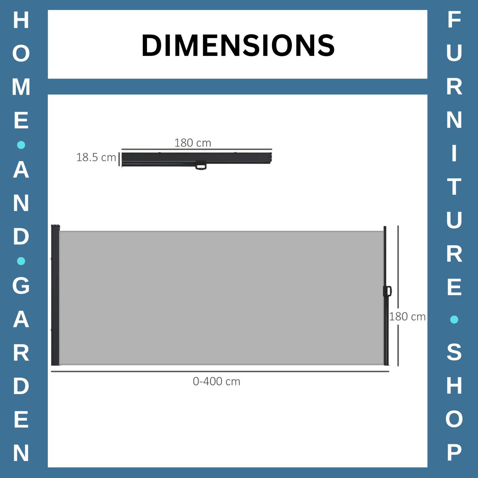 Retractable Side Awning Privacy Screen 400 x 180cm for Garden Balcony Terrace - Home and Garden Furniture Shop - rustic - furniture