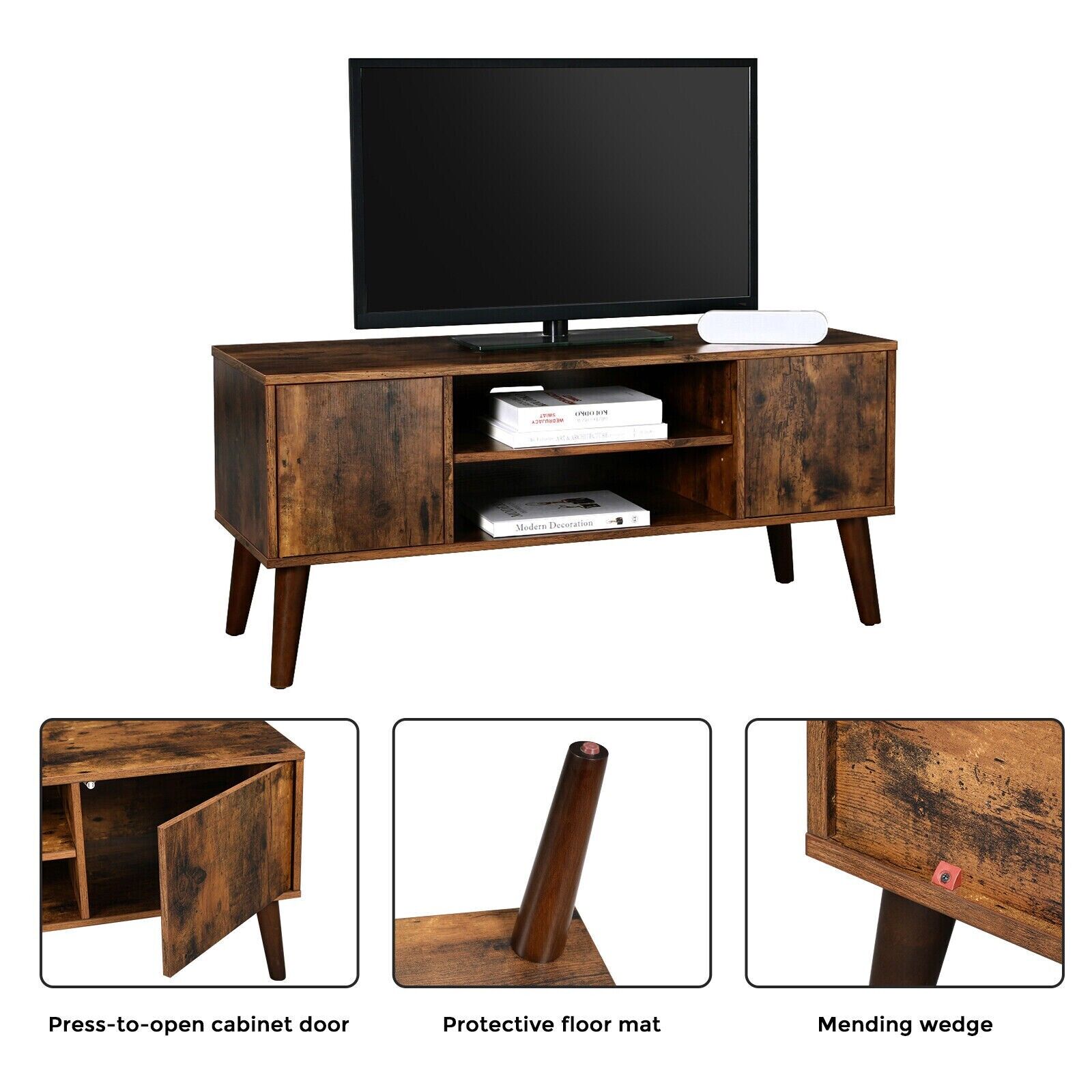 Retro TV Stand Cabinet Wood Console Mid Century Modern TV Unit Living Room Table - Home and Garden Furniture Shop - #rustic - furniture#