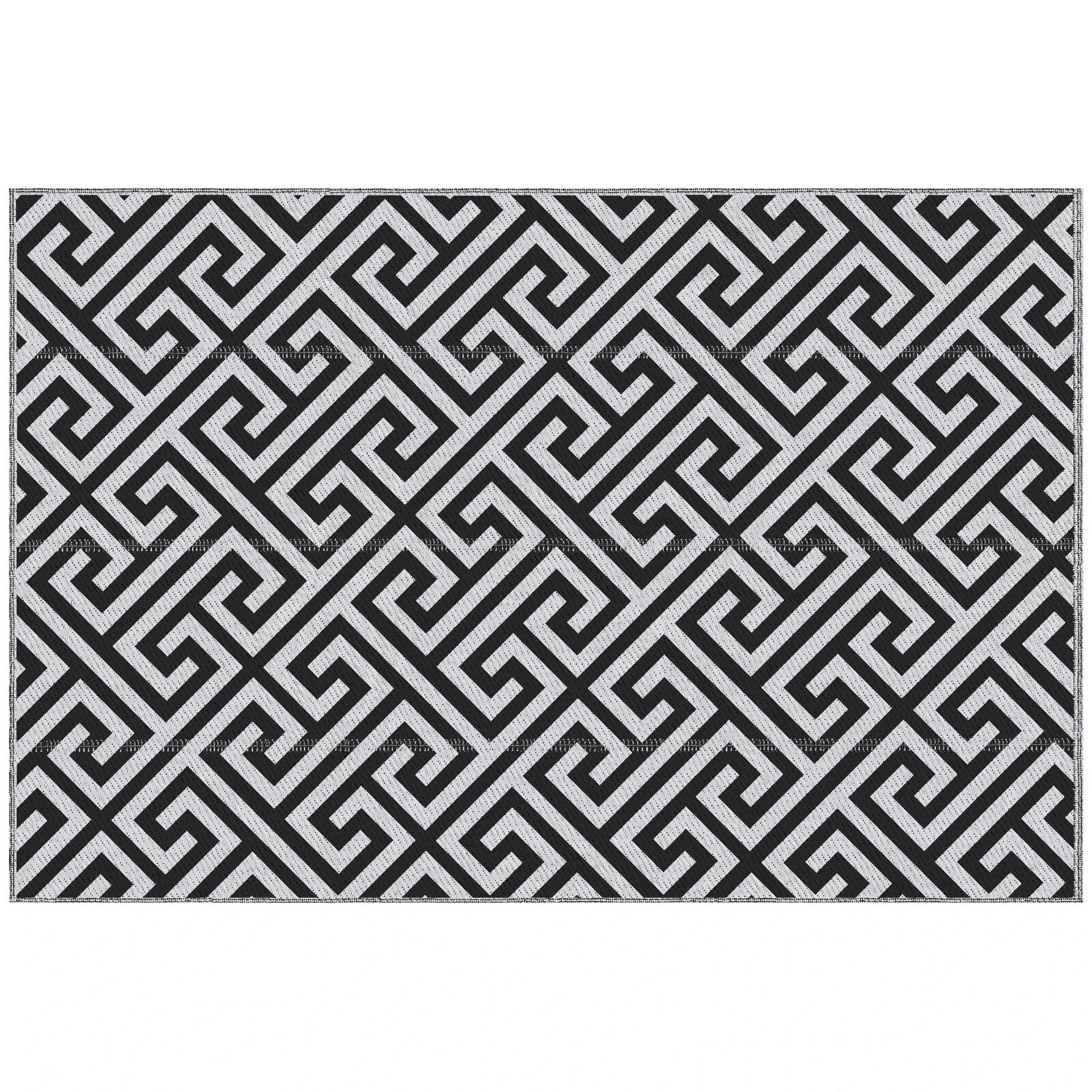 Reversible Mat Rug Durable Space - Saving Foldable Design Camping Black/White - Home and Garden Furniture Shop - rustic - furniture
