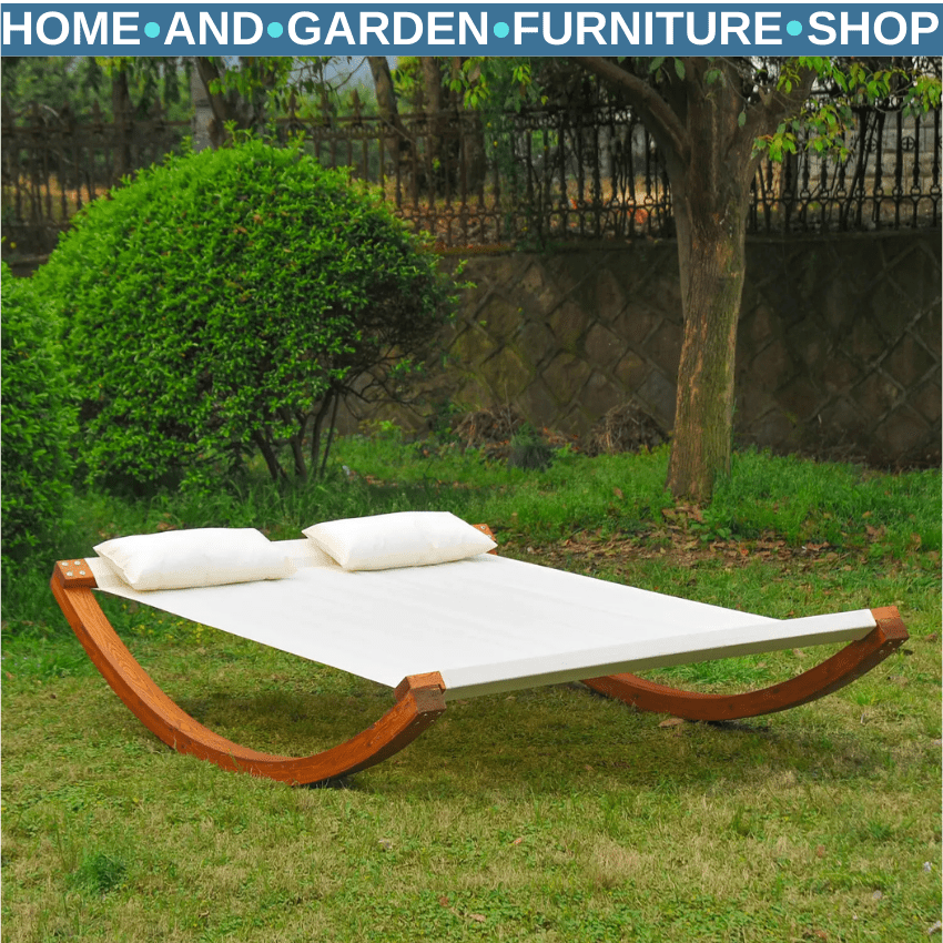 Rocking Bed Sun Lounger Garden Bed Hammock Style Wooden Frame Chair White - Home and Garden Furniture Shop - rustic - furniture