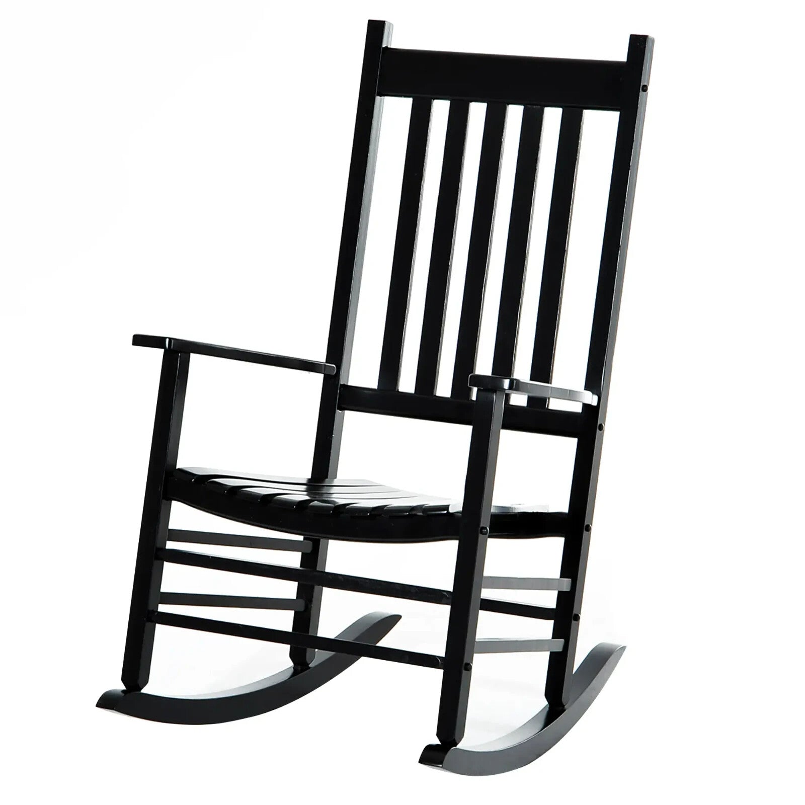 Rocking Chair UV Resistant with Slatted Backrest, Armrests & Wide Seat Black - Home and Garden Furniture Shop - rustic - furniture