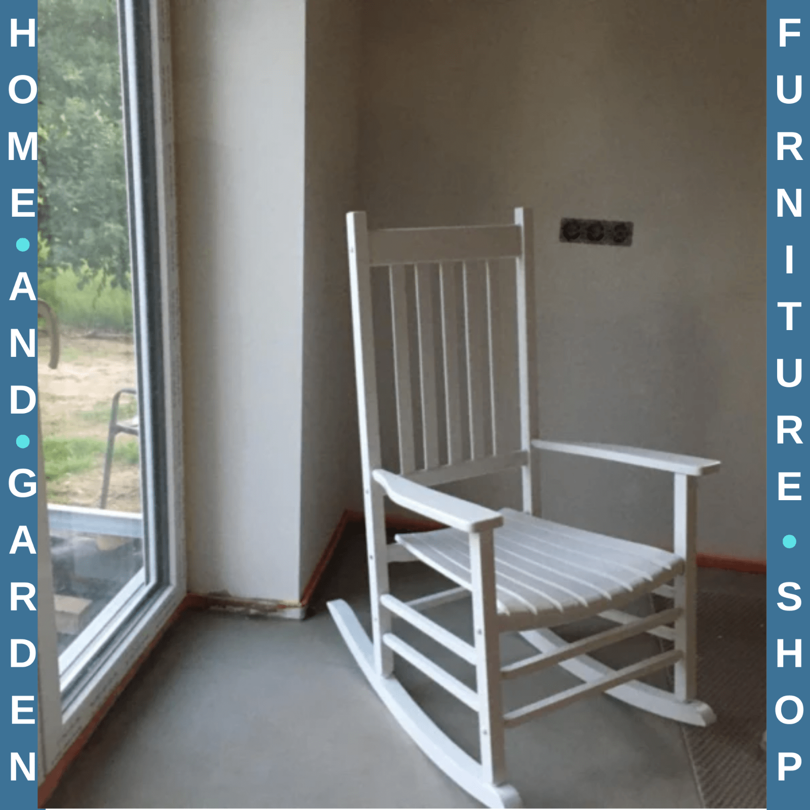 Rocking Chair Water Resistant Painted w/ High Slatted Backrest & Armrests White - Home and Garden Furniture Shop - rustic - furniture