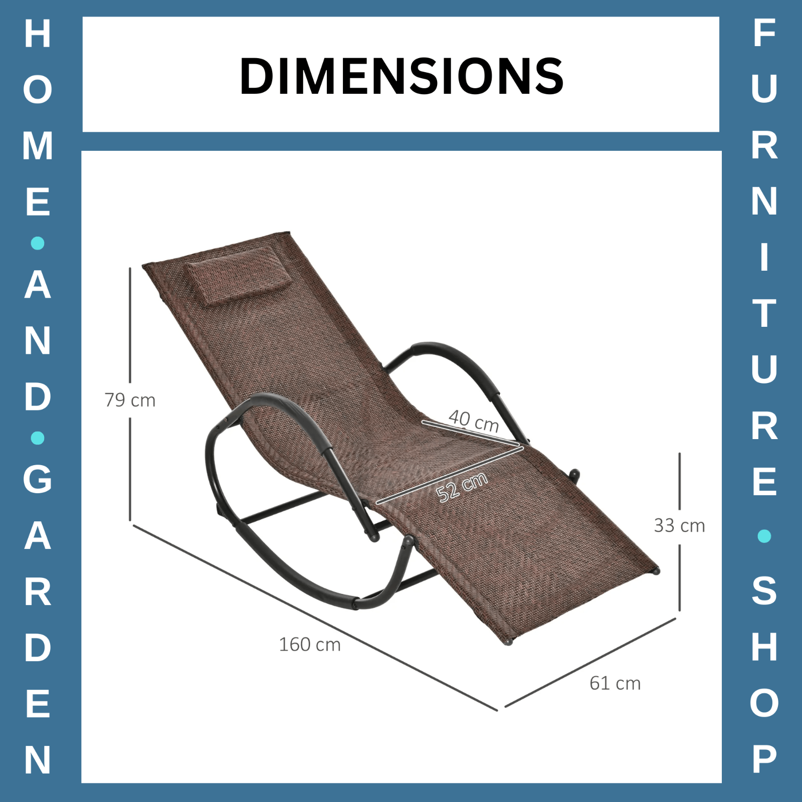 Rocking Sun Lounger Zero Gravity Chair Recliner Seat with Padded Pillow Brown - Home and Garden Furniture Shop - rustic - furniture