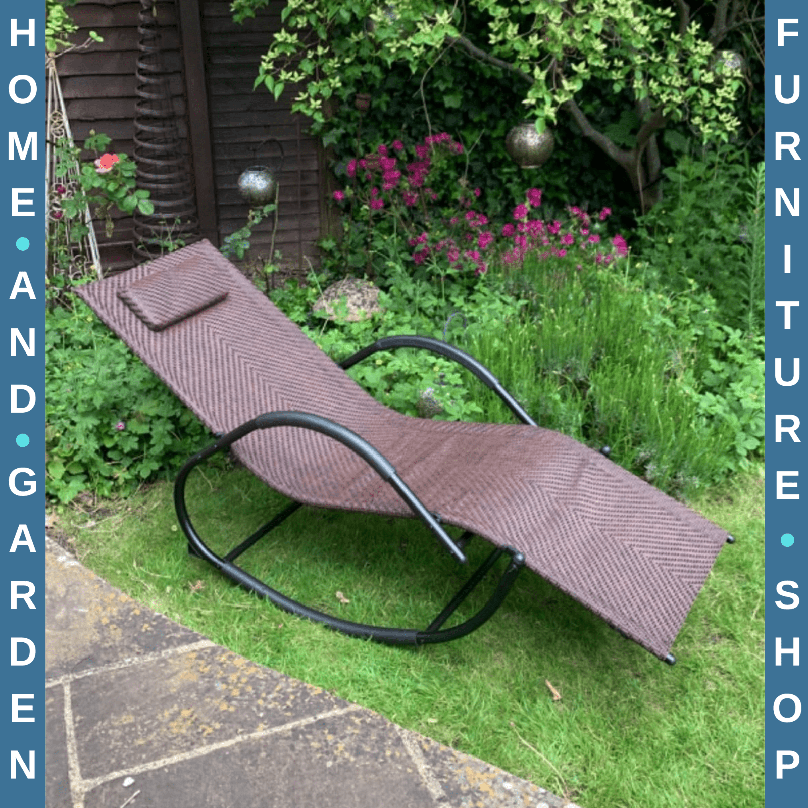 Rocking Sun Lounger Zero Gravity Chair Recliner Seat with Padded Pillow Brown - Home and Garden Furniture Shop - rustic - furniture