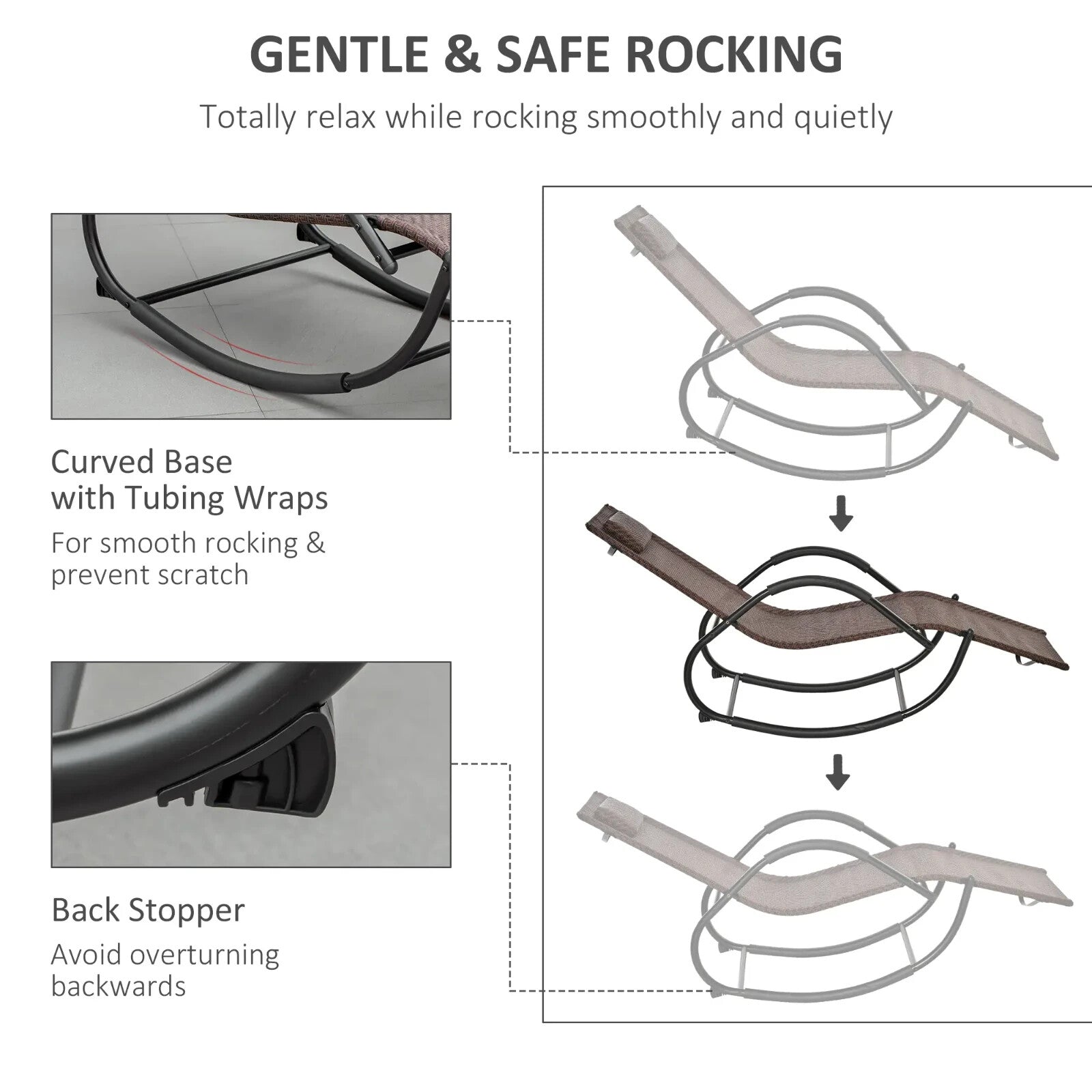 Rocking Sun Lounger Zero Gravity Chair Recliner Seat with Padded Pillow Brown - Home and Garden Furniture Shop - rustic - furniture