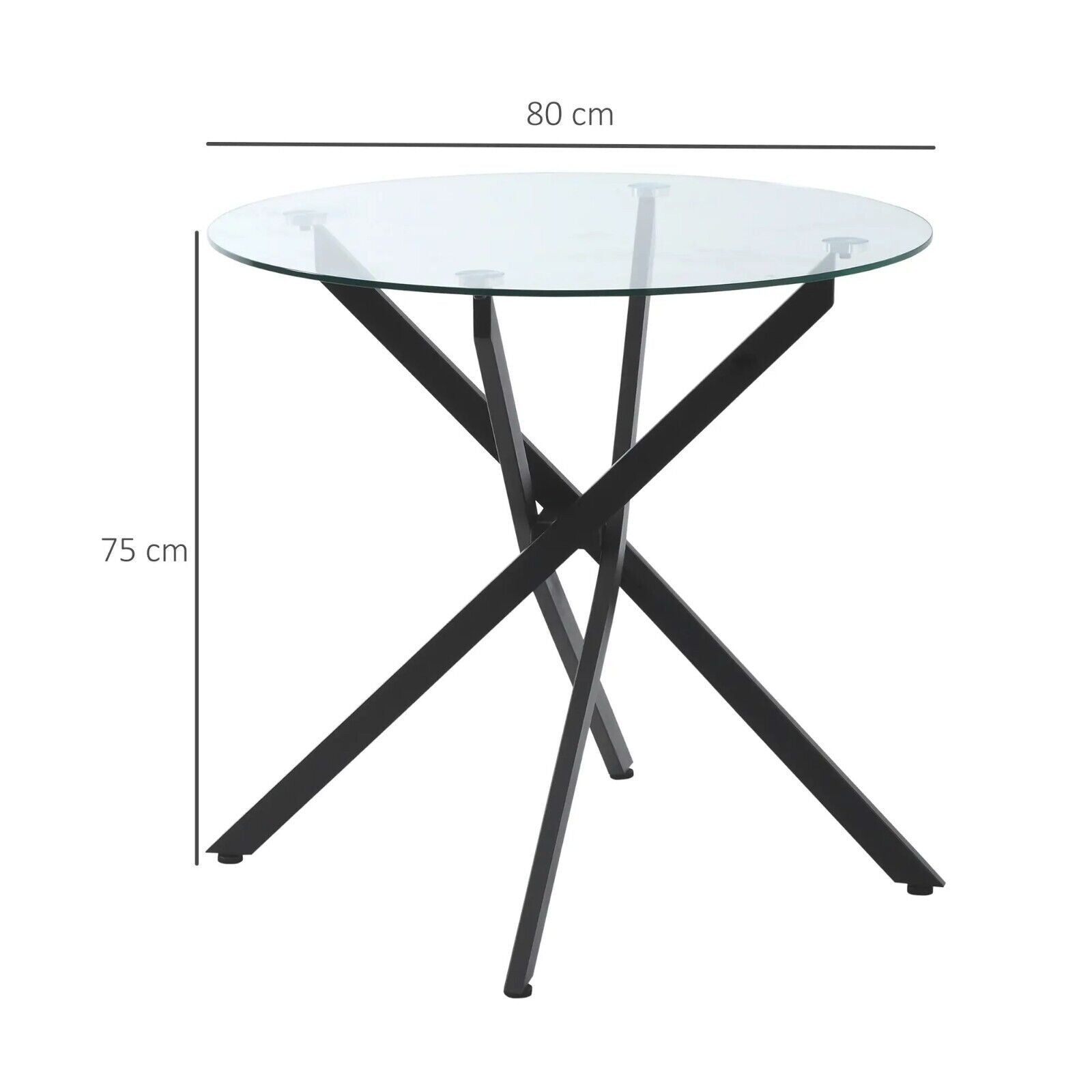Round Glass Dining Table Metal Legs Black Small Kitchen Breakfast Side Table - Home and Garden Furniture Shop - rustic - furniture