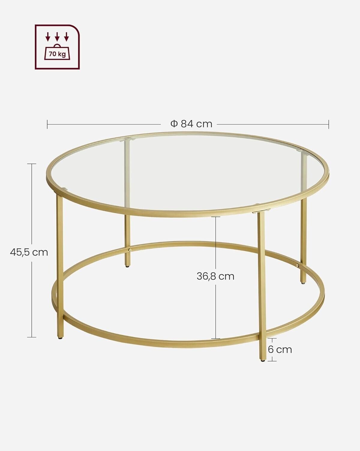 Round Gold Glass Coffee Table Modern Sofa Side Table Stand Living Room Furniture - Home and Garden Furniture Shop - #rustic - furniture#