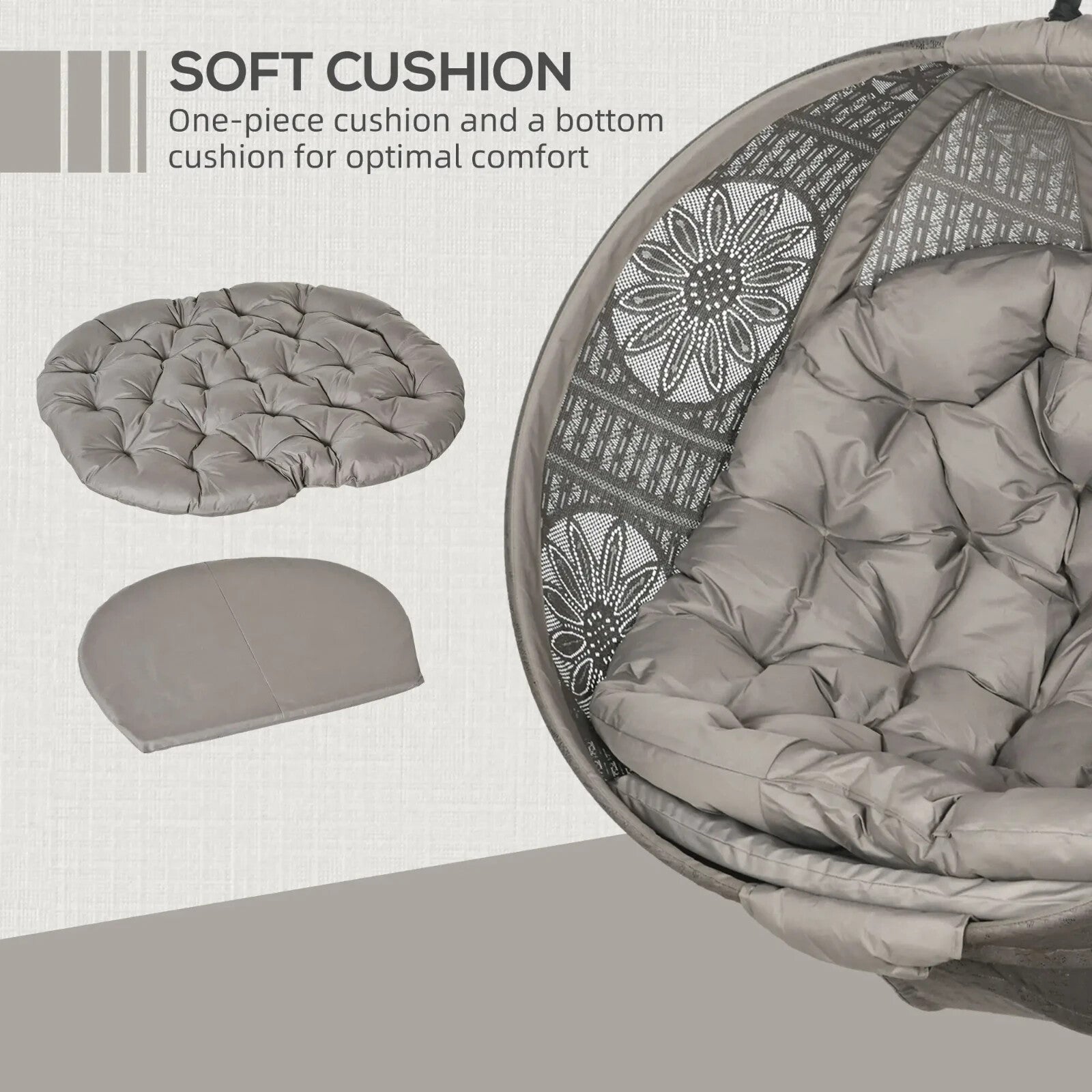 Round Hanging Egg Chair with Steel Frame Garden Swing Basket Seat with Stand - Home and Garden Furniture Shop - rustic - furniture