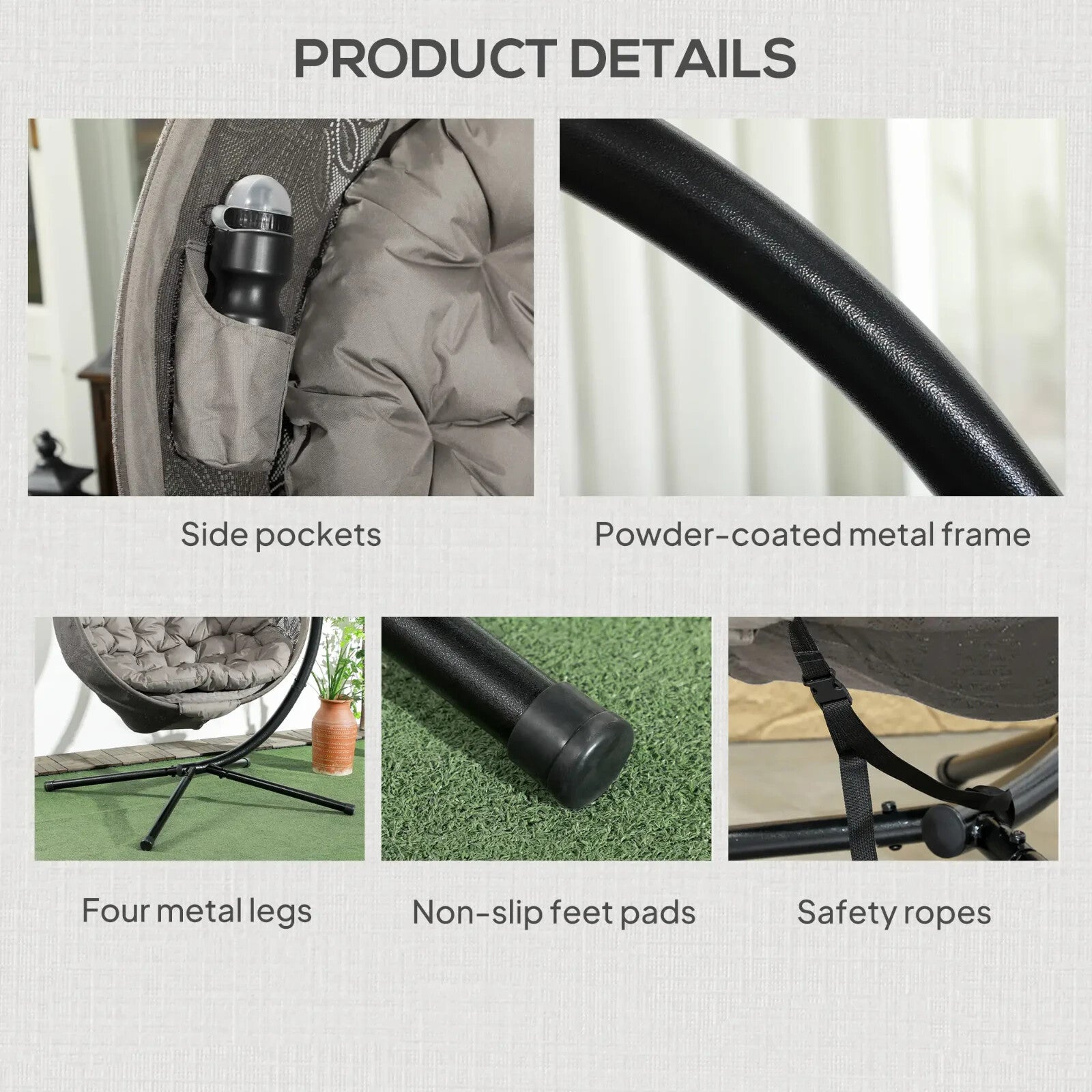 Round Hanging Egg Chair with Steel Frame Garden Swing Basket Seat with Stand - Home and Garden Furniture Shop - rustic - furniture