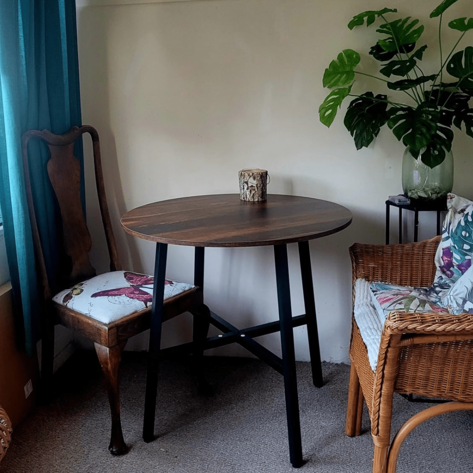 Round Industrial Dining Room Table 4 People Kitchen Breakfast Table Metal Legs - Home and Garden Furniture Shop - rustic - furniture