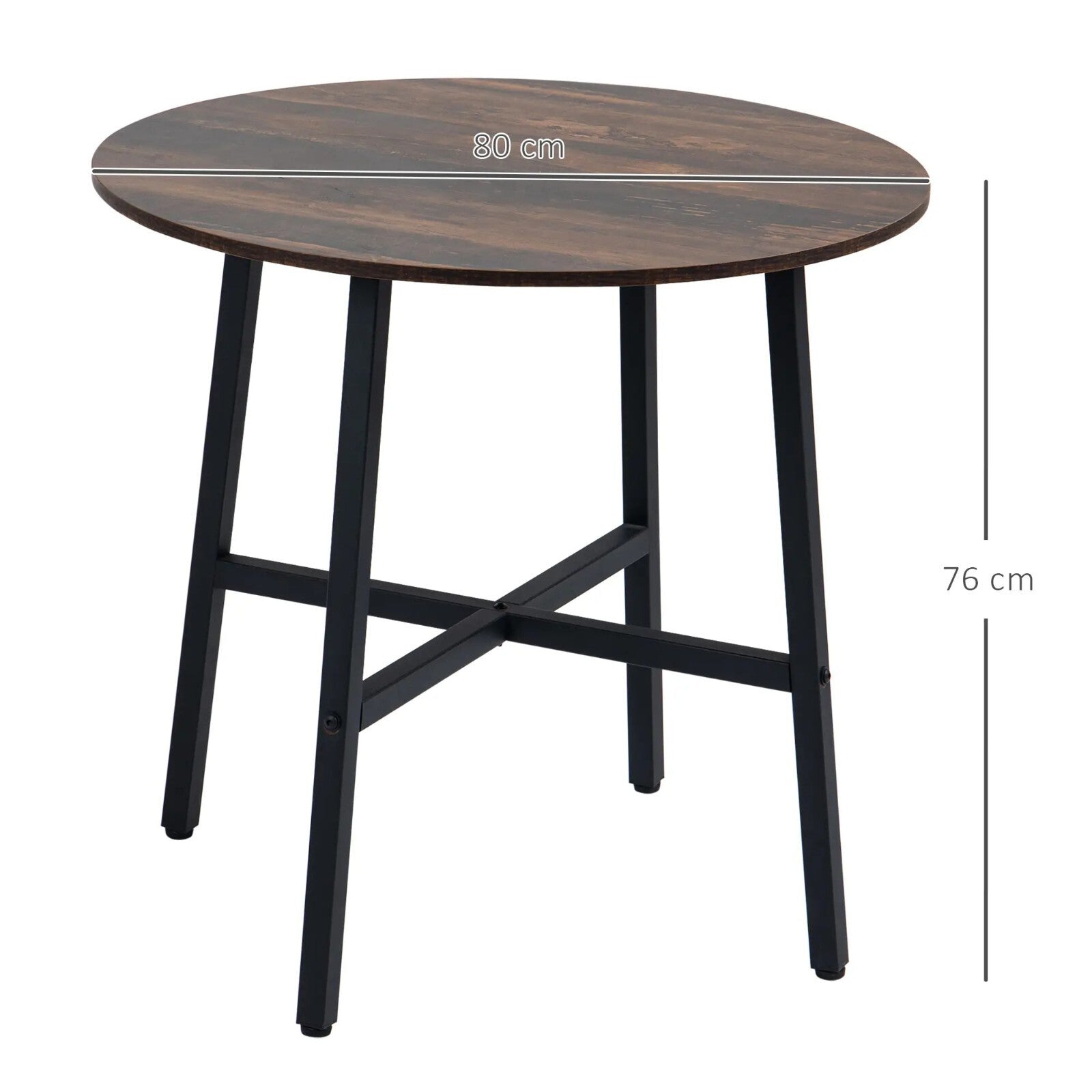 Round Industrial Dining Room Table 4 People Kitchen Breakfast Table Metal Legs - Home and Garden Furniture Shop - rustic - furniture