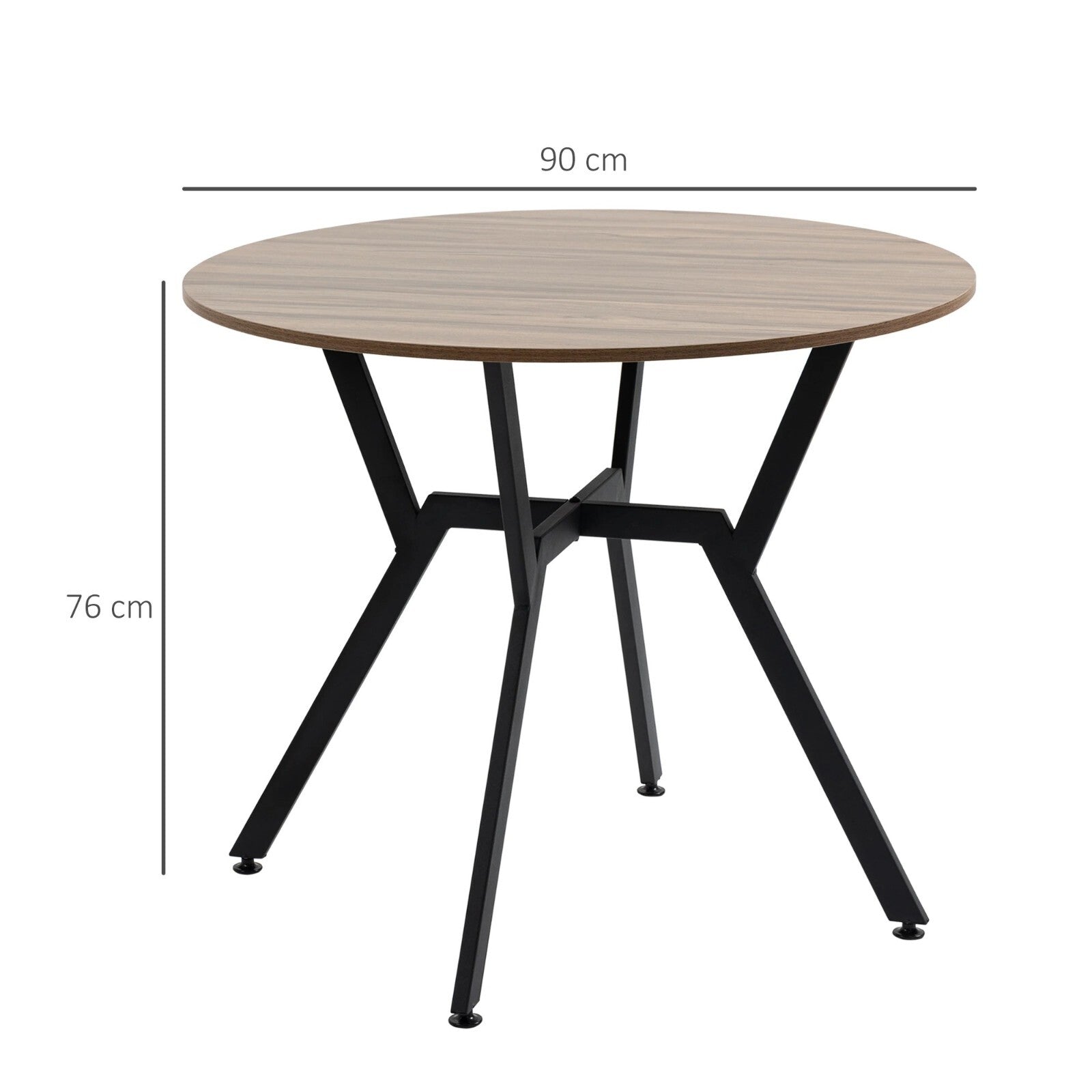 Round Industrial Dining Table Black Metal Legs Kitchen Table Dining Room Brown - Home and Garden Furniture Shop - rustic - furniture