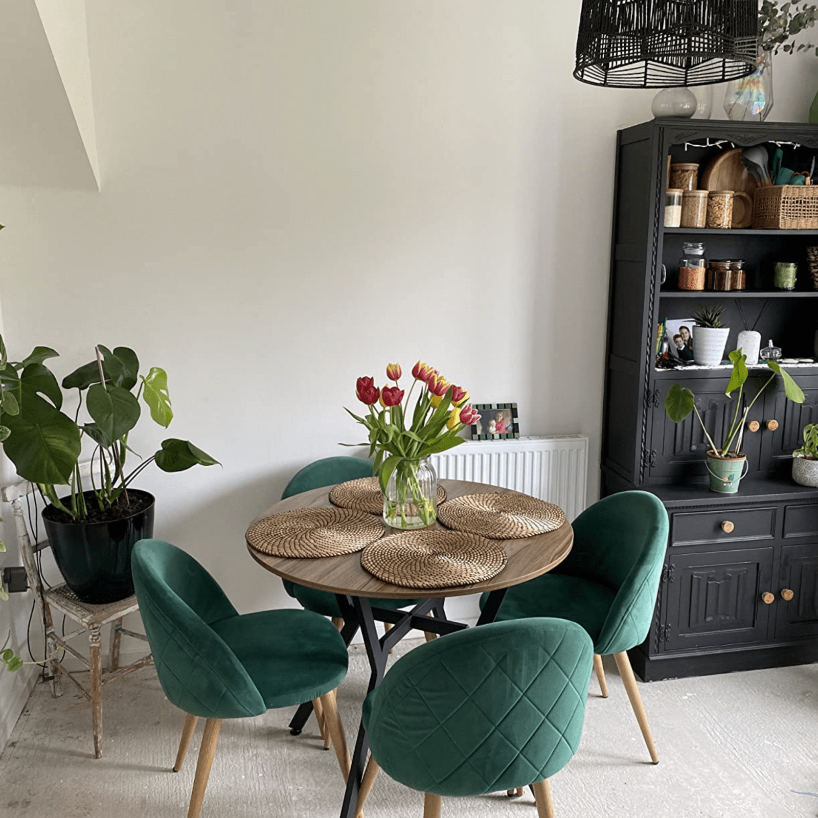 Round Industrial Dining Table Black Metal Legs Kitchen Table Dining Room Brown - Home and Garden Furniture Shop - rustic - furniture