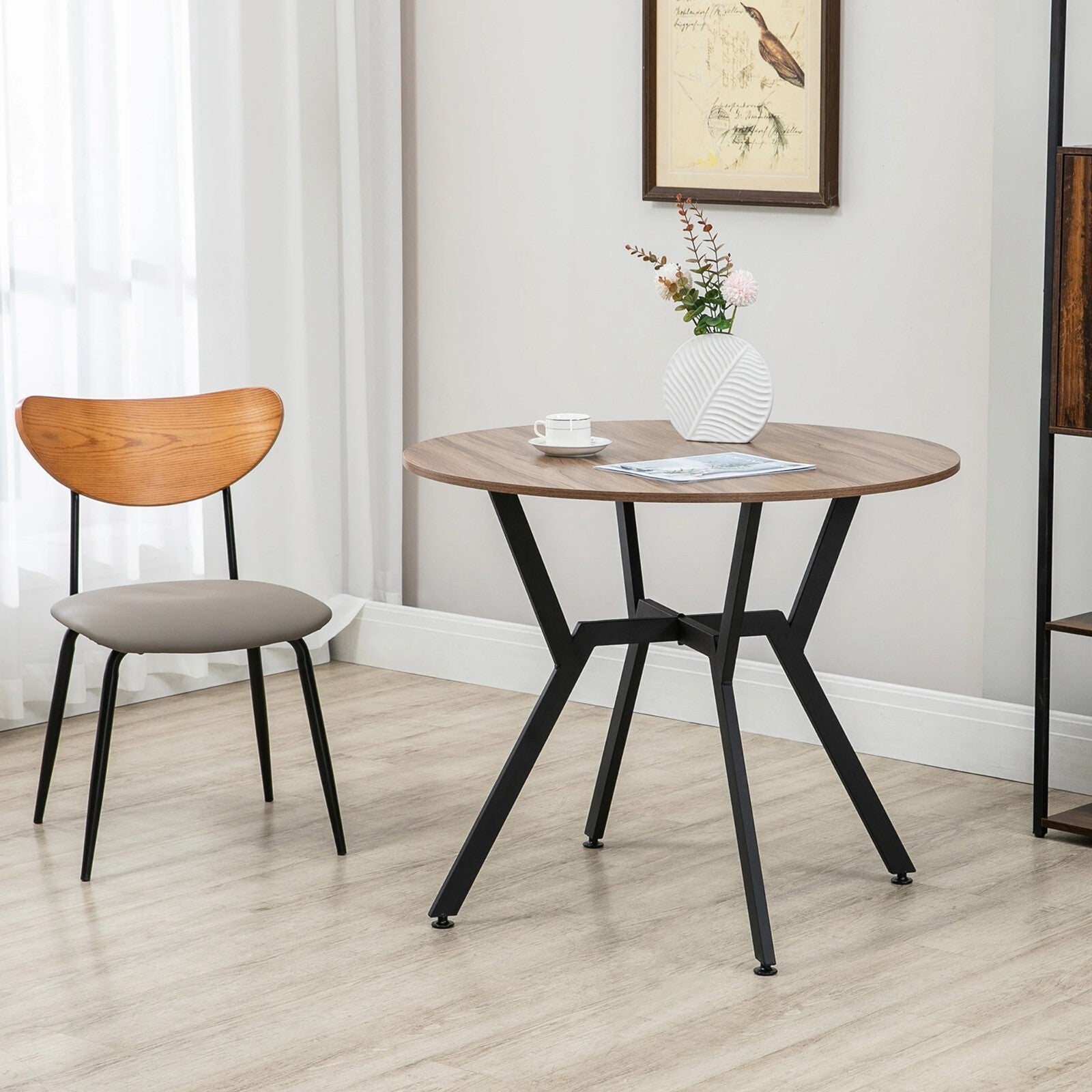 Round Industrial Dining Table Black Metal Legs Kitchen Table Dining Room Brown - Home and Garden Furniture Shop - rustic - furniture