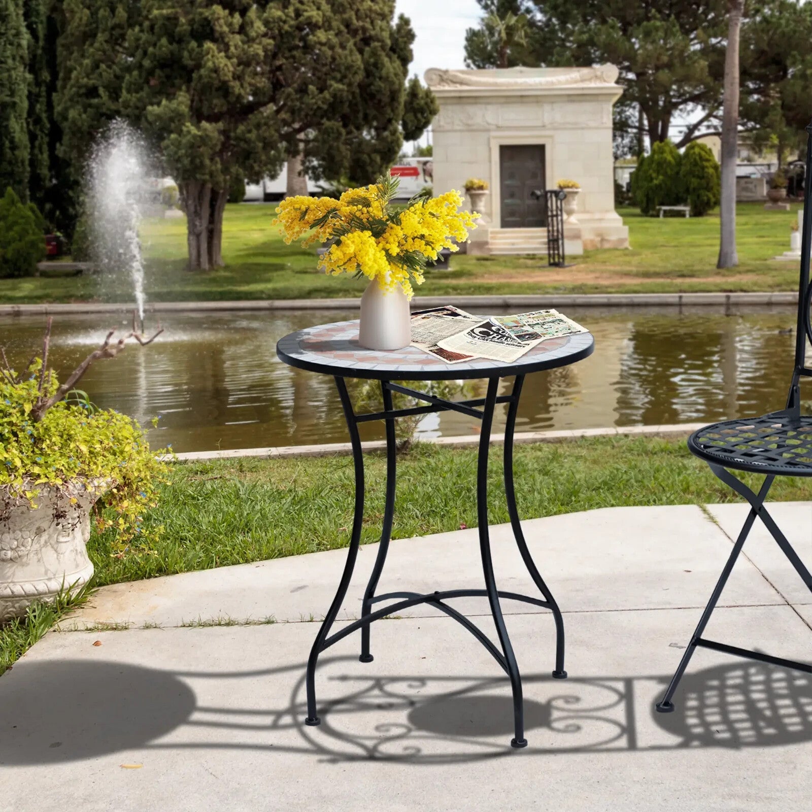 Round Mosaic Ceramic Bistro Table for Garden Patio Side Bar Furniture Table - Home and Garden Furniture Shop - rustic - furniture