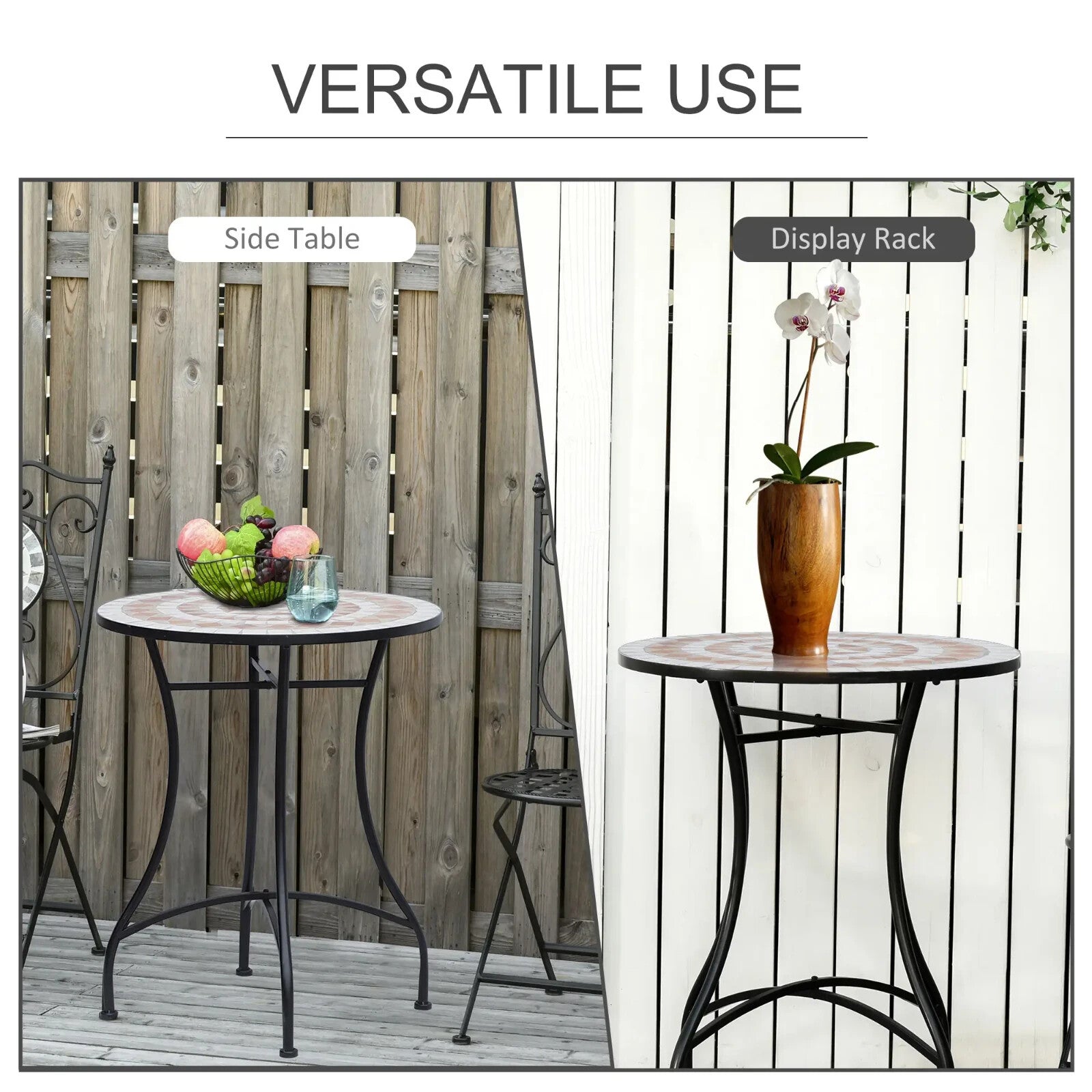 Round Mosaic Ceramic Bistro Table for Garden Patio Side Bar Furniture Table - Home and Garden Furniture Shop - rustic - furniture