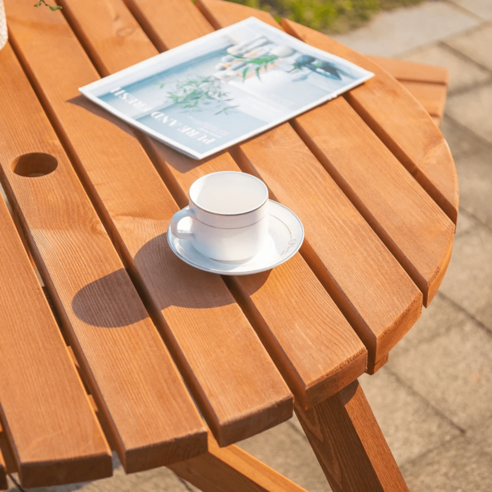 Round Wooden Pub Picnic Table Bench Set Outdoor Beer Garden Furniture 6 Seater - Home and Garden Furniture Shop - #rustic - furniture#