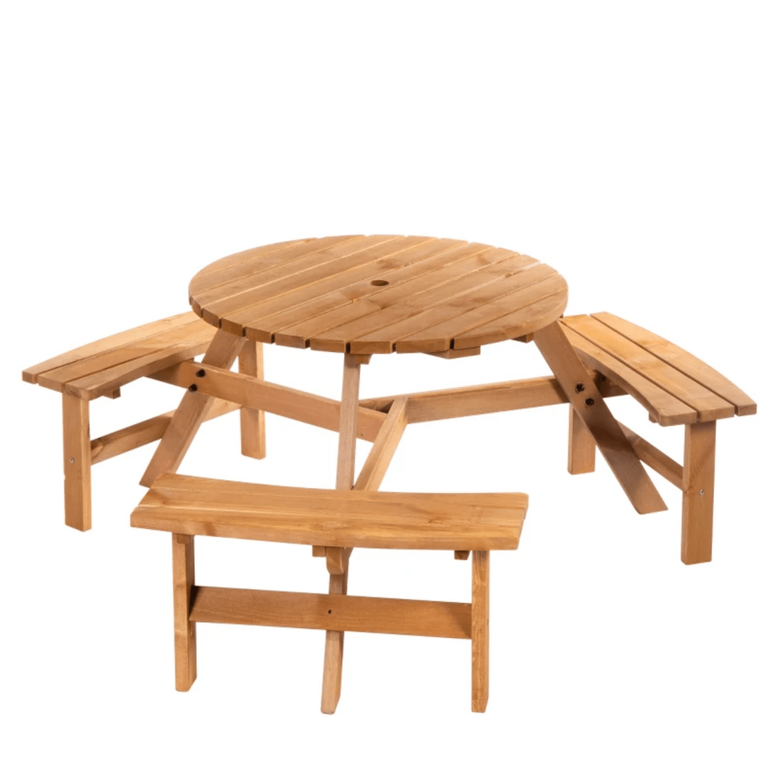 Round Wooden Pub Picnic Table Bench Set Outdoor Beer Garden Furniture 6 Seater - Home and Garden Furniture Shop - rustic - furniture