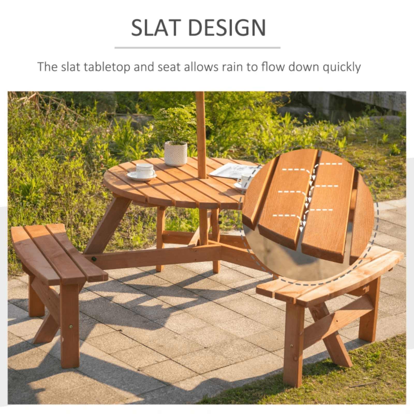 Round Wooden Pub Picnic Table Bench Set Outdoor Beer Garden Furniture 6 Seater - Home and Garden Furniture Shop - rustic - furniture