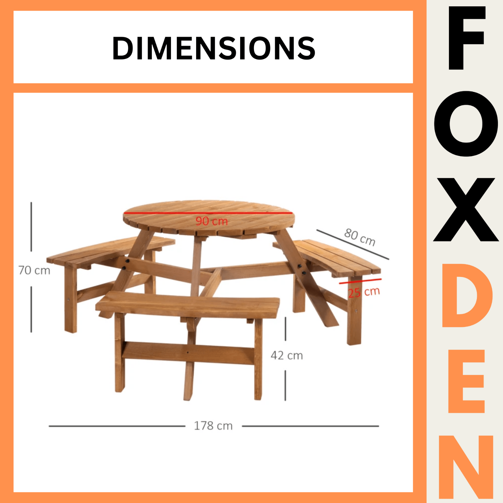 Round Wooden Pub Picnic Table Bench Set Outdoor Beer Garden Furniture 6 Seater - Home and Garden Furniture Shop - rustic - furniture