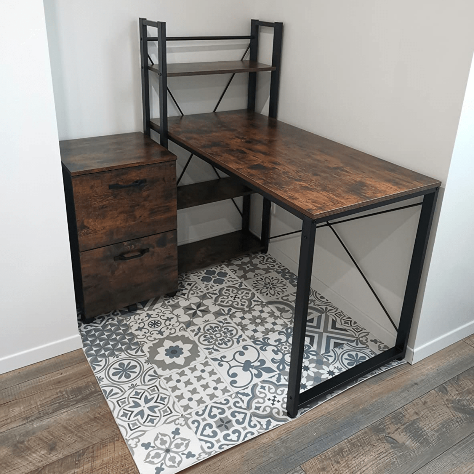 Rustic 2 Drawers Mobile Filing Cabinet Storage Sideboard Unit 2 Brakes 5 Castors - Home and Garden Furniture Shop - rustic - furniture