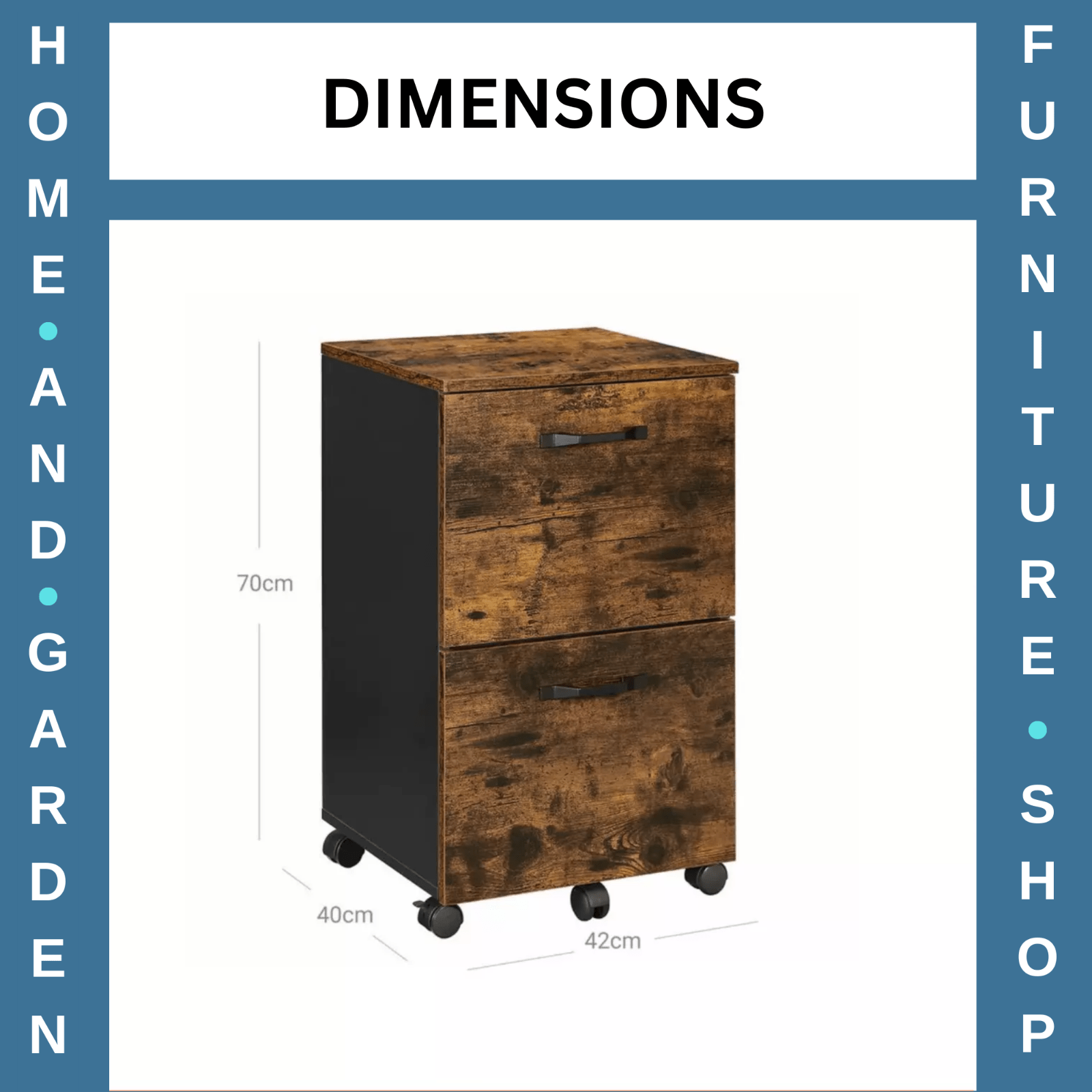 Rustic 2 Drawers Mobile Filing Cabinet Storage Sideboard Unit 2 Brakes 5 Castors - Home and Garden Furniture Shop - rustic - furniture