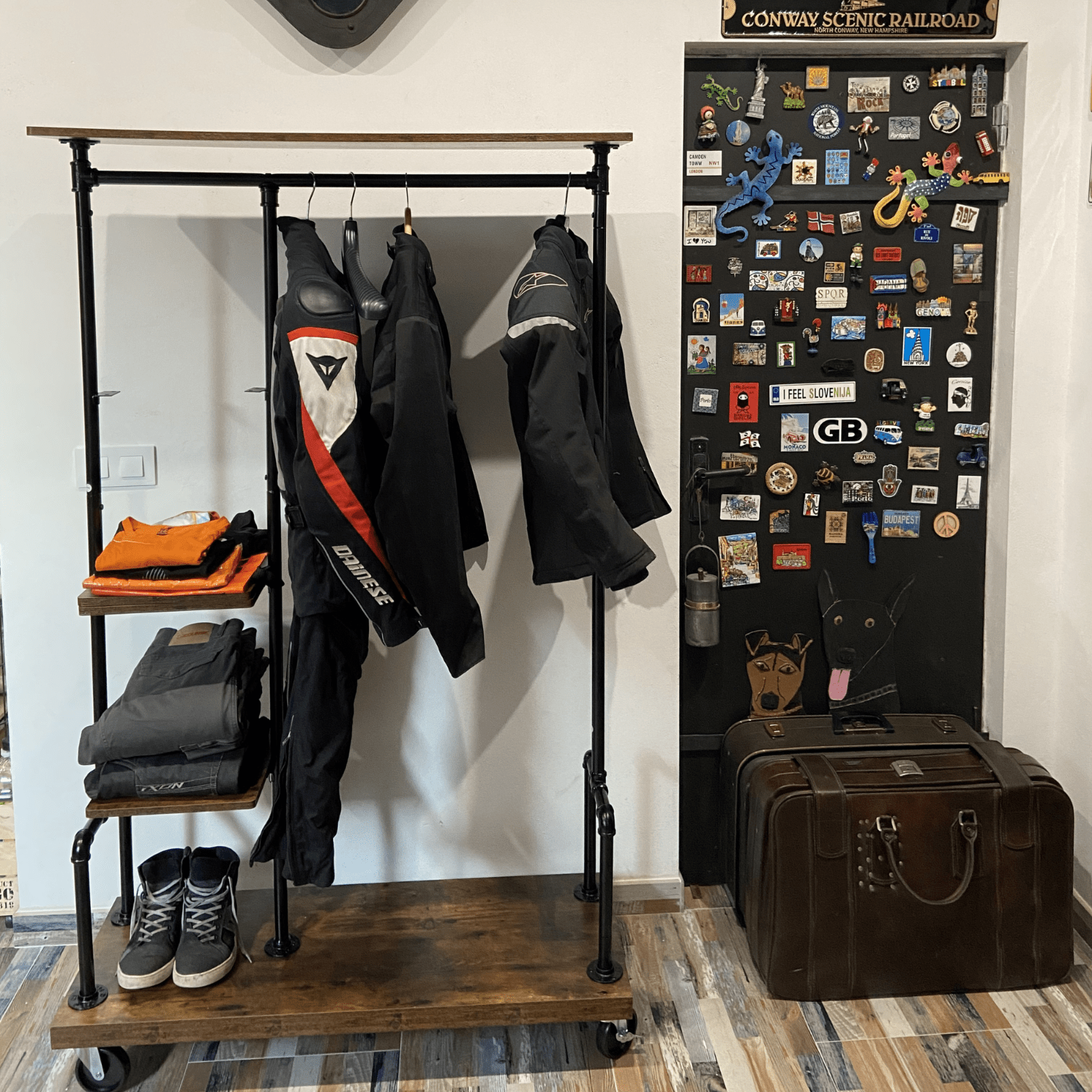 Rustic 5 Tier Clothes Rail Hat and Coat Stand Shoe Rack Shelf Storage on Wheels - Home and Garden Furniture Shop - rustic - furniture