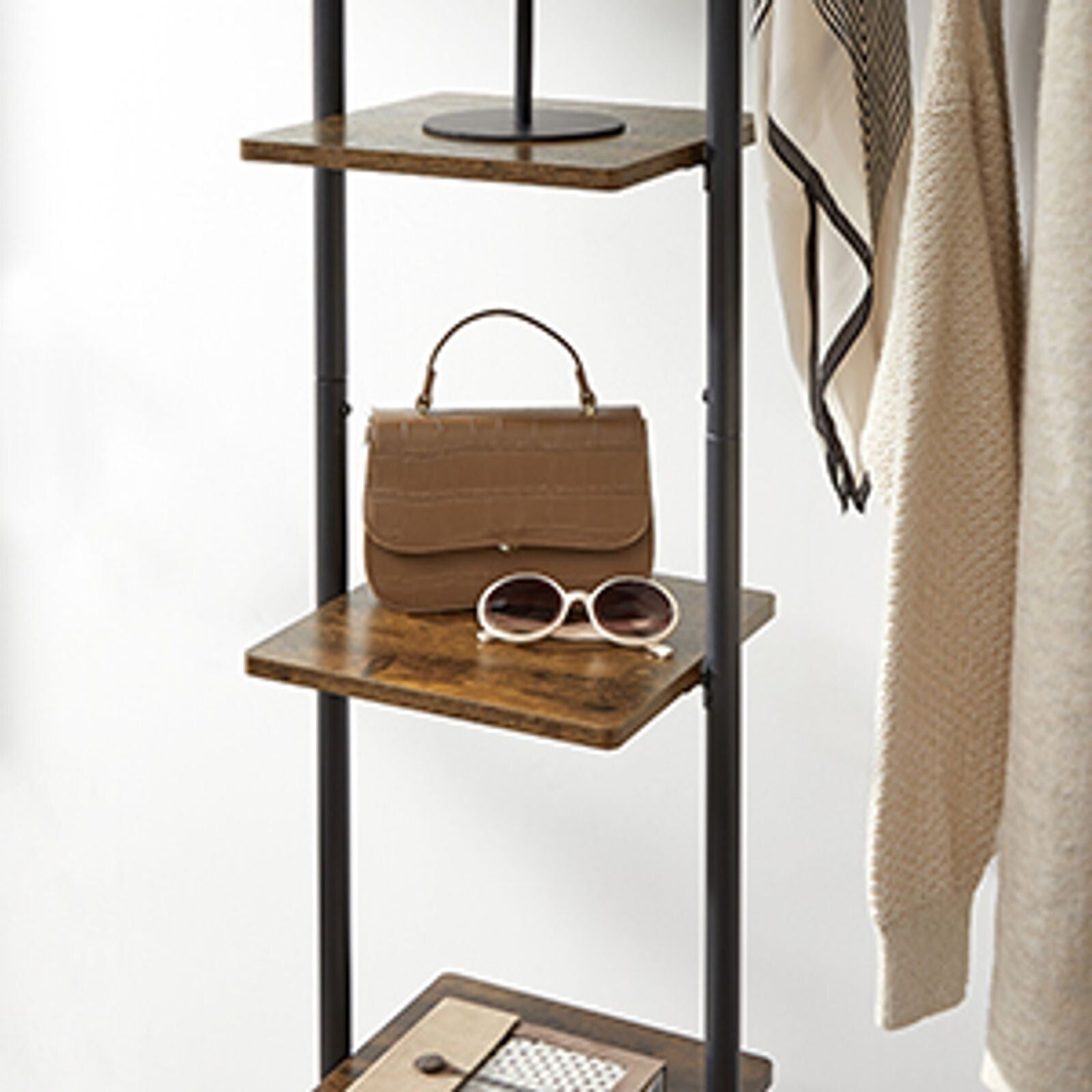 Rustic 5 Tier Clothes Rail Hat and Coat Stand Shoe Rack Shelf Storage on Wheels - Home and Garden Furniture Shop - rustic - furniture