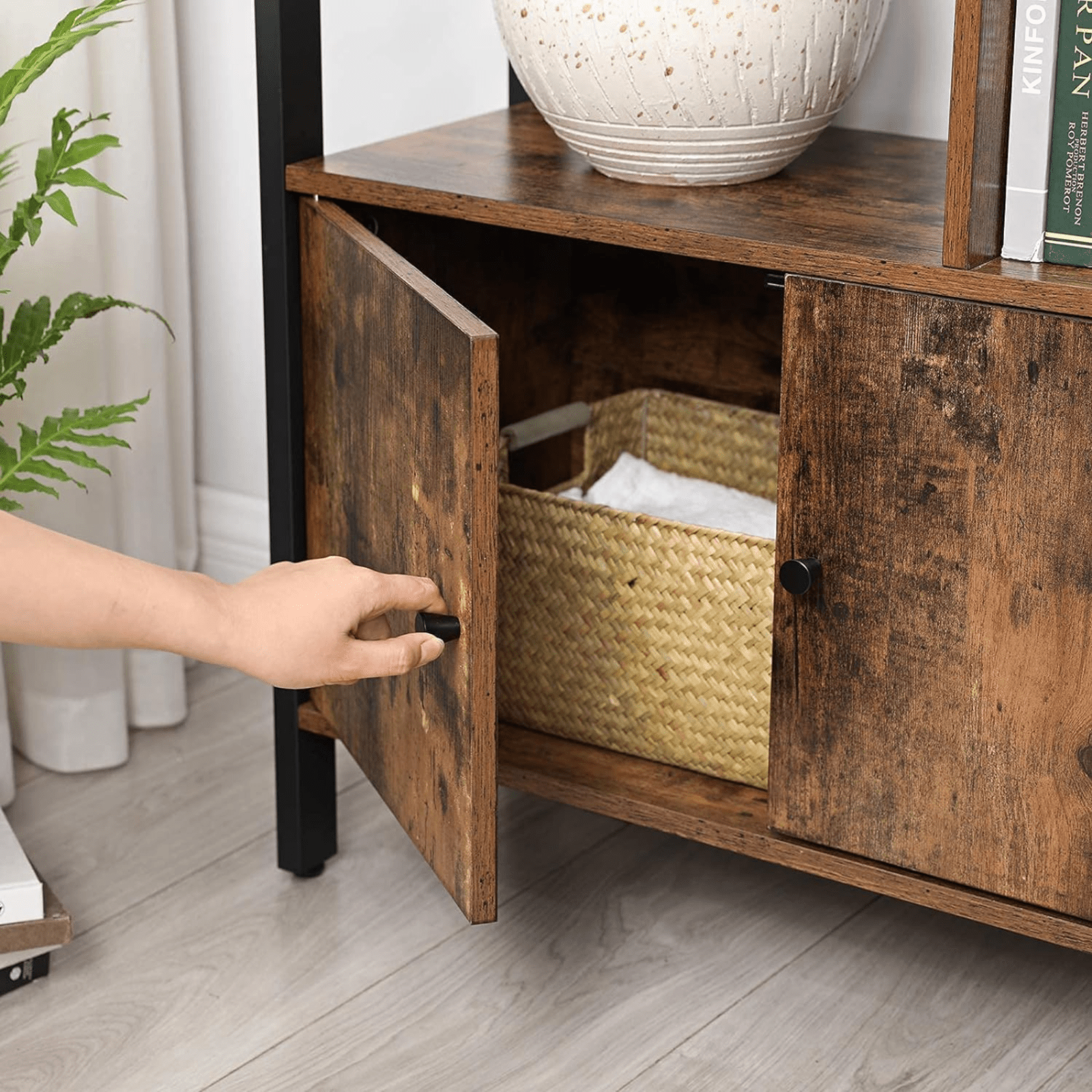 Rustic Bookcase Cupboard 4 Tier Retro Vinyl Record Shelving Unit Display Stand - Home and Garden Furniture Shop - #rustic - furniture#