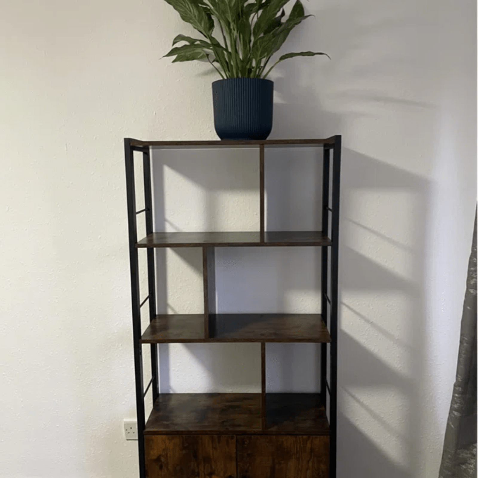 Rustic Bookcase Cupboard 4 Tier Retro Vinyl Record Shelving Unit Display Stand - Home and Garden Furniture Shop - #rustic - furniture#