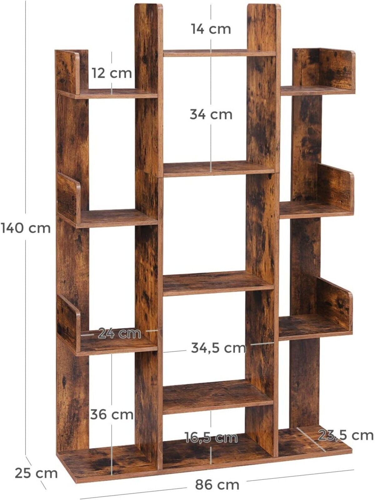 Rustic Bookcase Unique Tree Shaped Freestanding Bookshelf 13 Storage Shelves - Home and Garden Furniture Shop - #rustic - furniture#