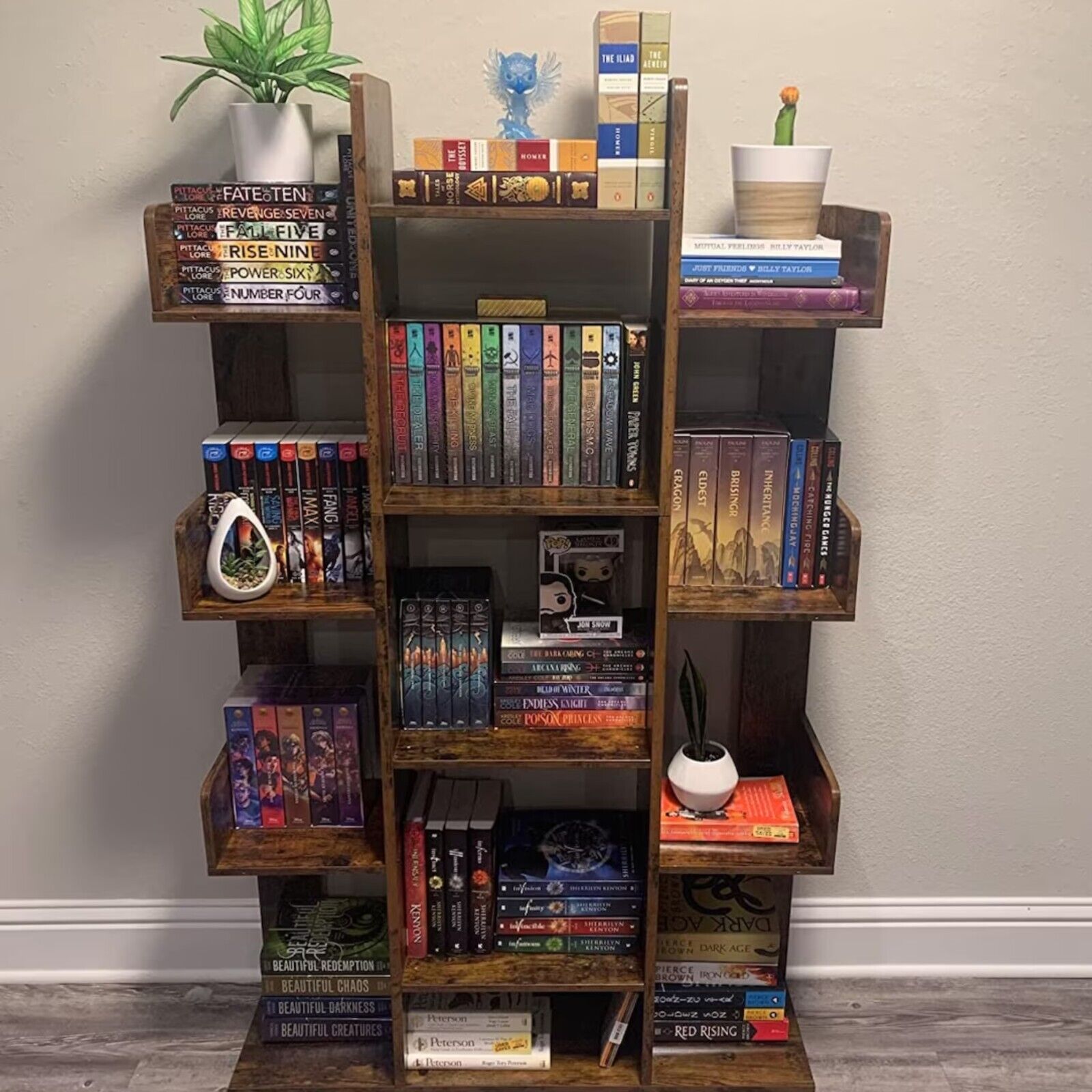 Rustic Bookcase Unique Tree Shaped Freestanding Bookshelf 13 Storage Shelves - Home and Garden Furniture Shop - #rustic - furniture#