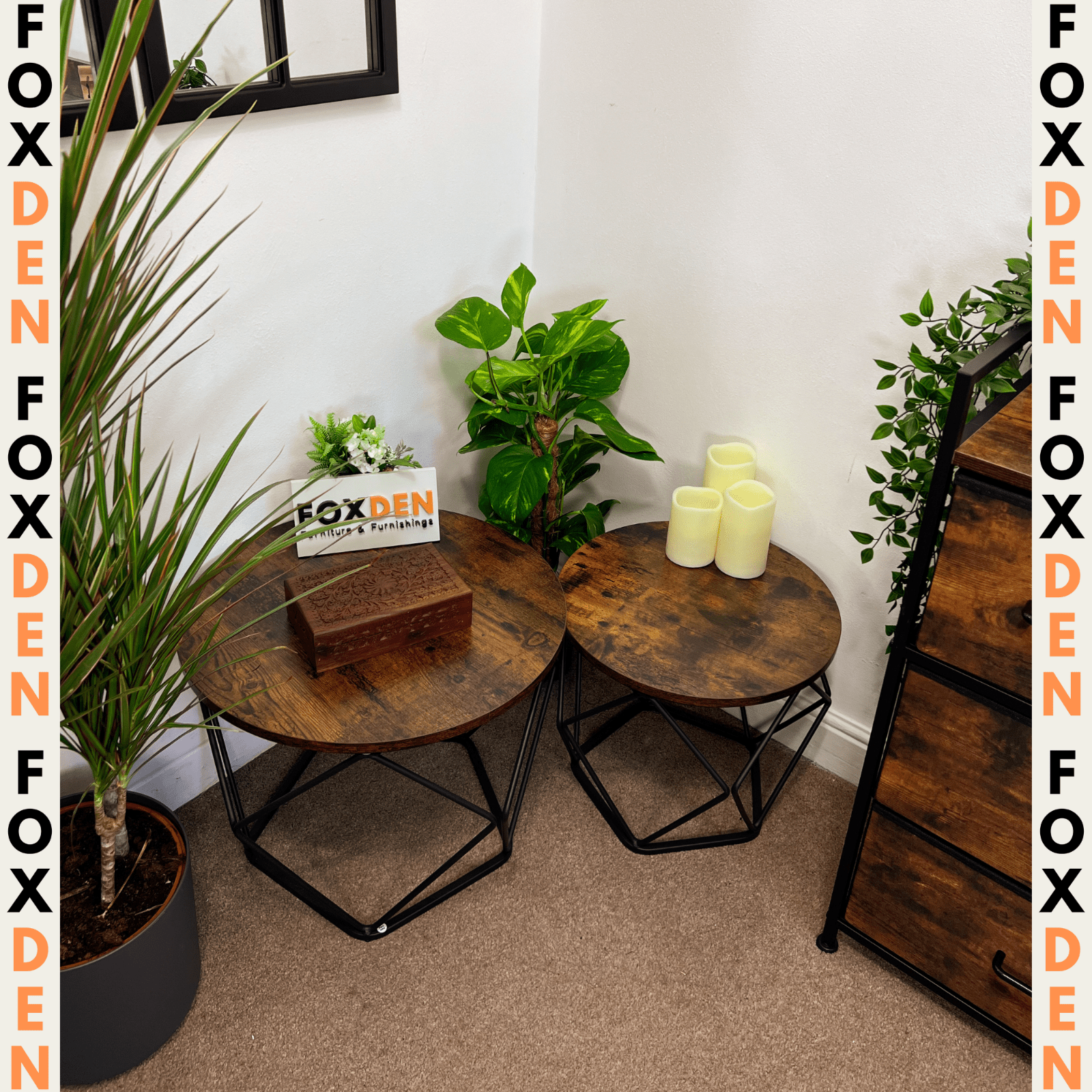 Rustic Brown Coffee Tables Nesting Side Tables Living Room Nest of Tables End - Home and Garden Furniture Shop - rustic - furniture