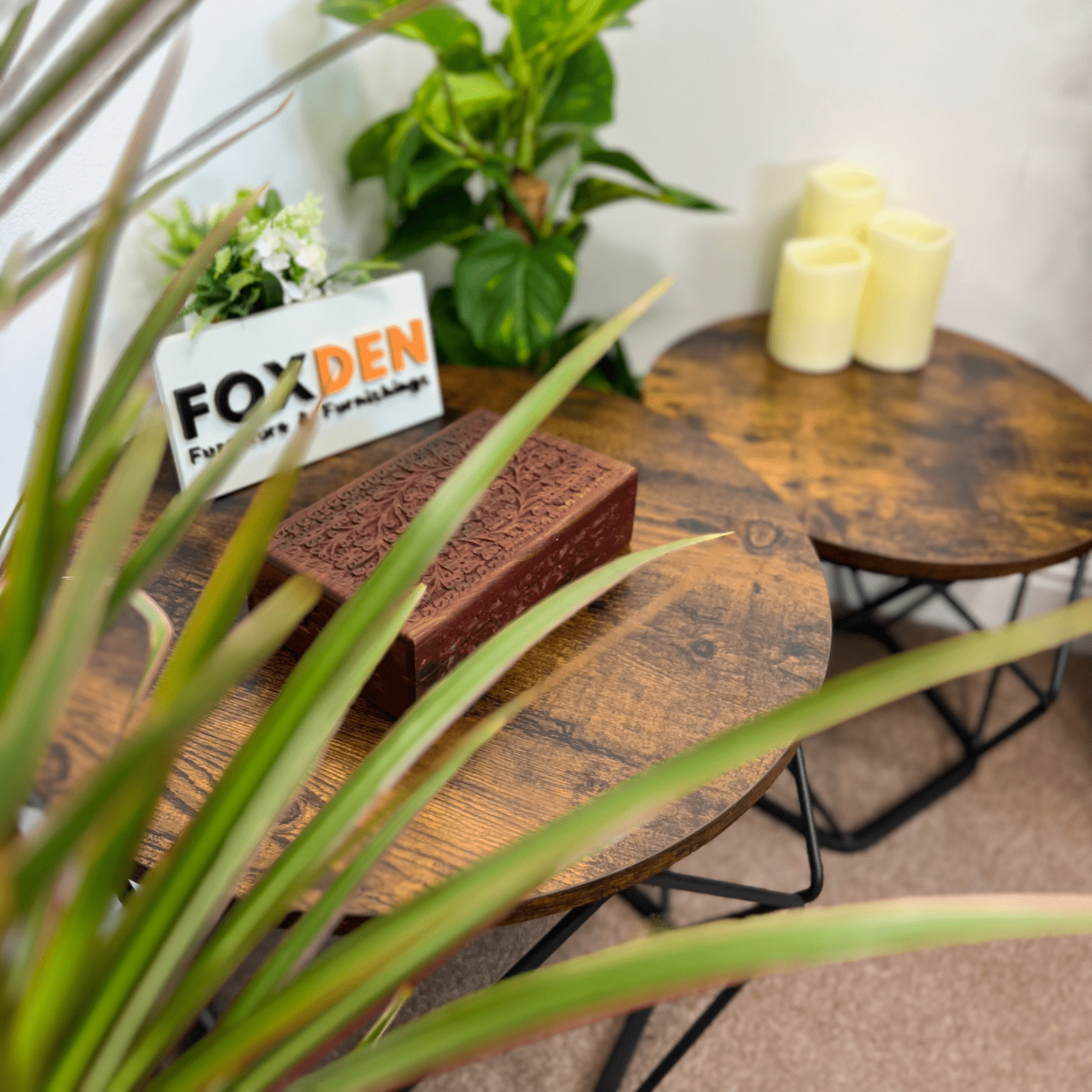 Rustic Brown Coffee Tables Nesting Side Tables Living Room Nest of Tables End - Home and Garden Furniture Shop - rustic - furniture