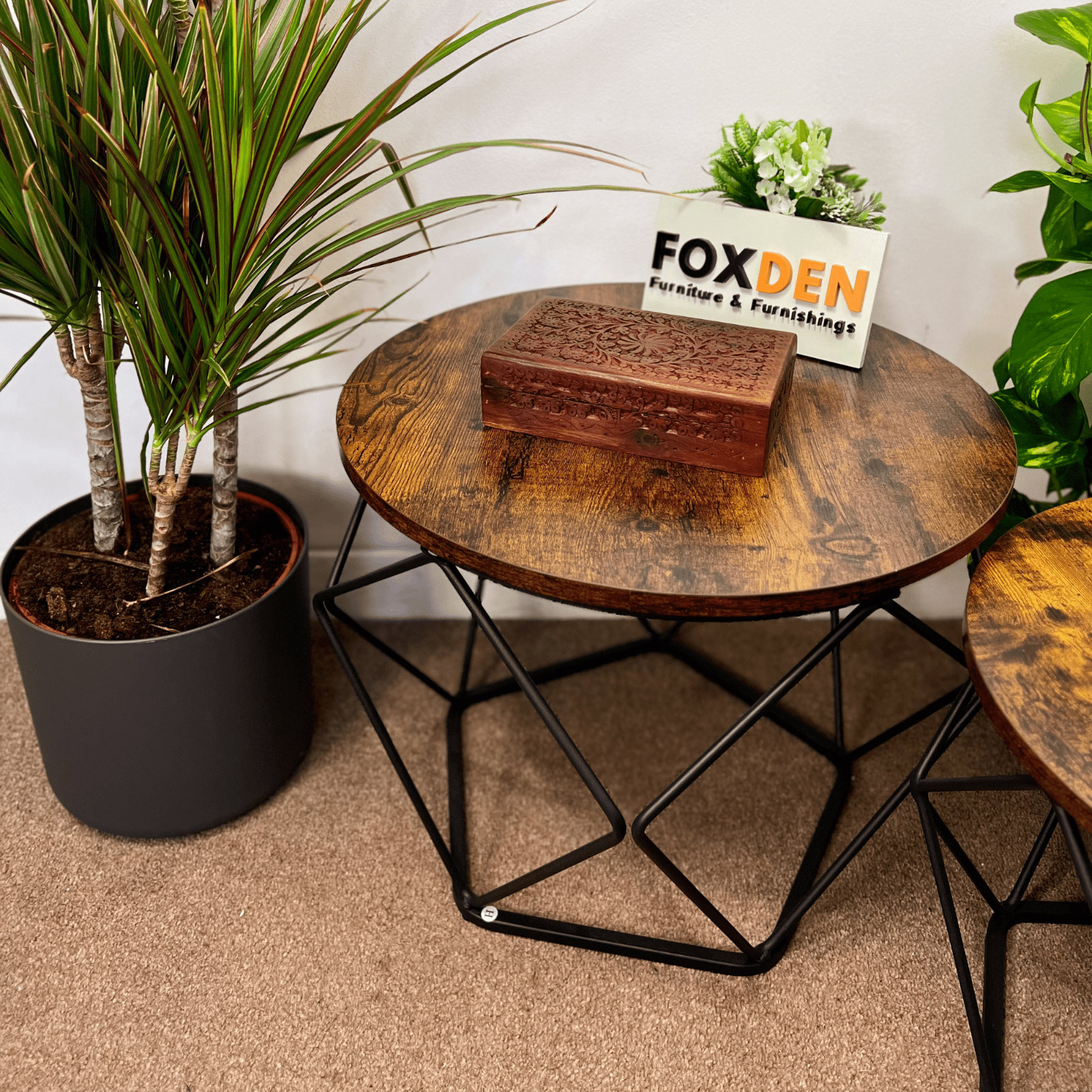 Rustic Brown Coffee Tables Nesting Side Tables Living Room Nest of Tables End - Home and Garden Furniture Shop - rustic - furniture