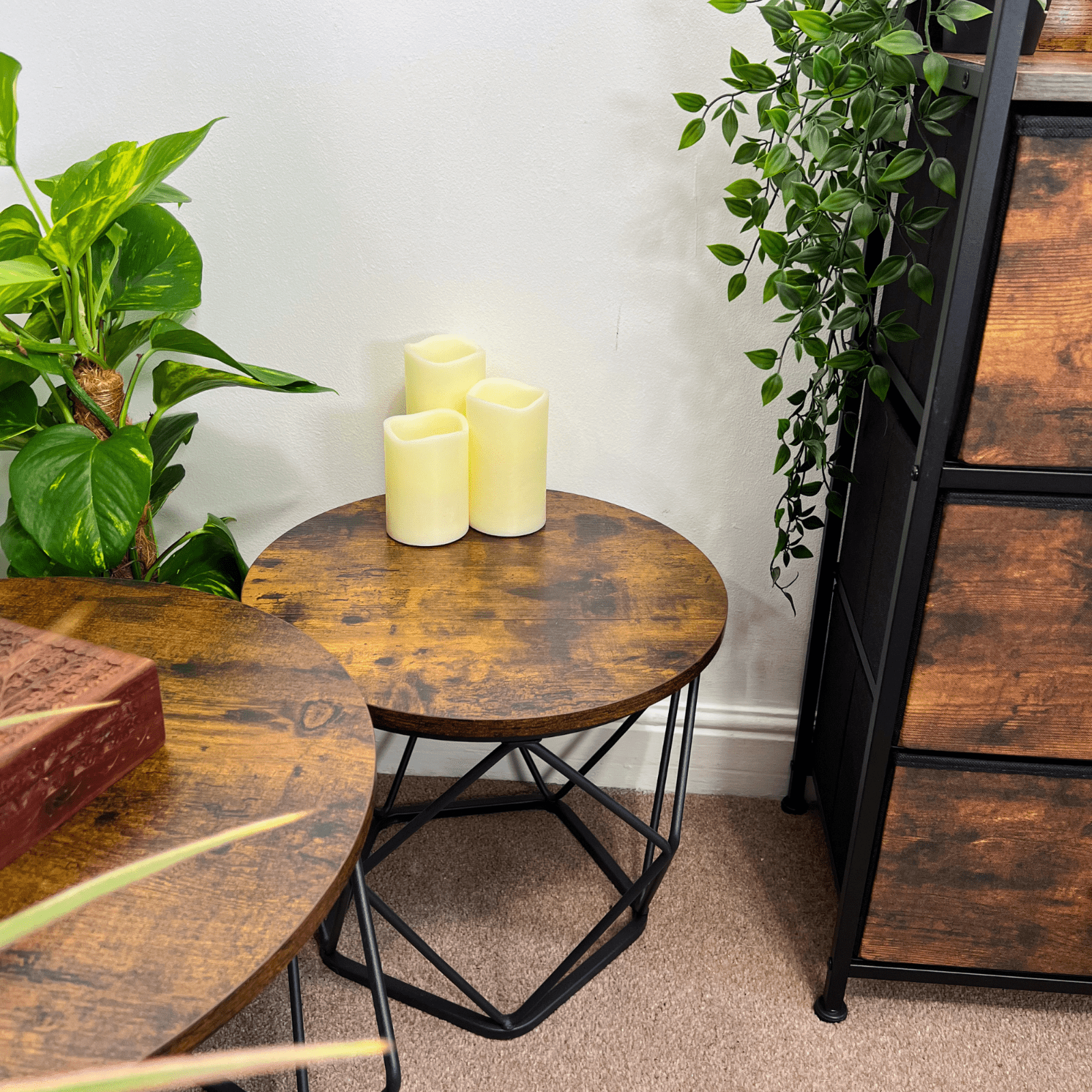 Rustic Brown Coffee Tables Nesting Side Tables Living Room Nest of Tables End - Home and Garden Furniture Shop - rustic - furniture