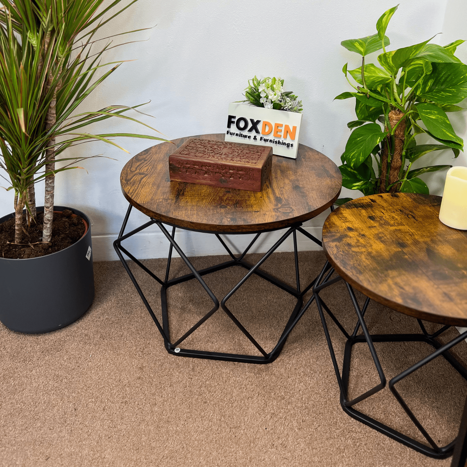 Rustic Brown Coffee Tables Nesting Side Tables Living Room Nest of Tables End - Home and Garden Furniture Shop - #rustic - furniture#