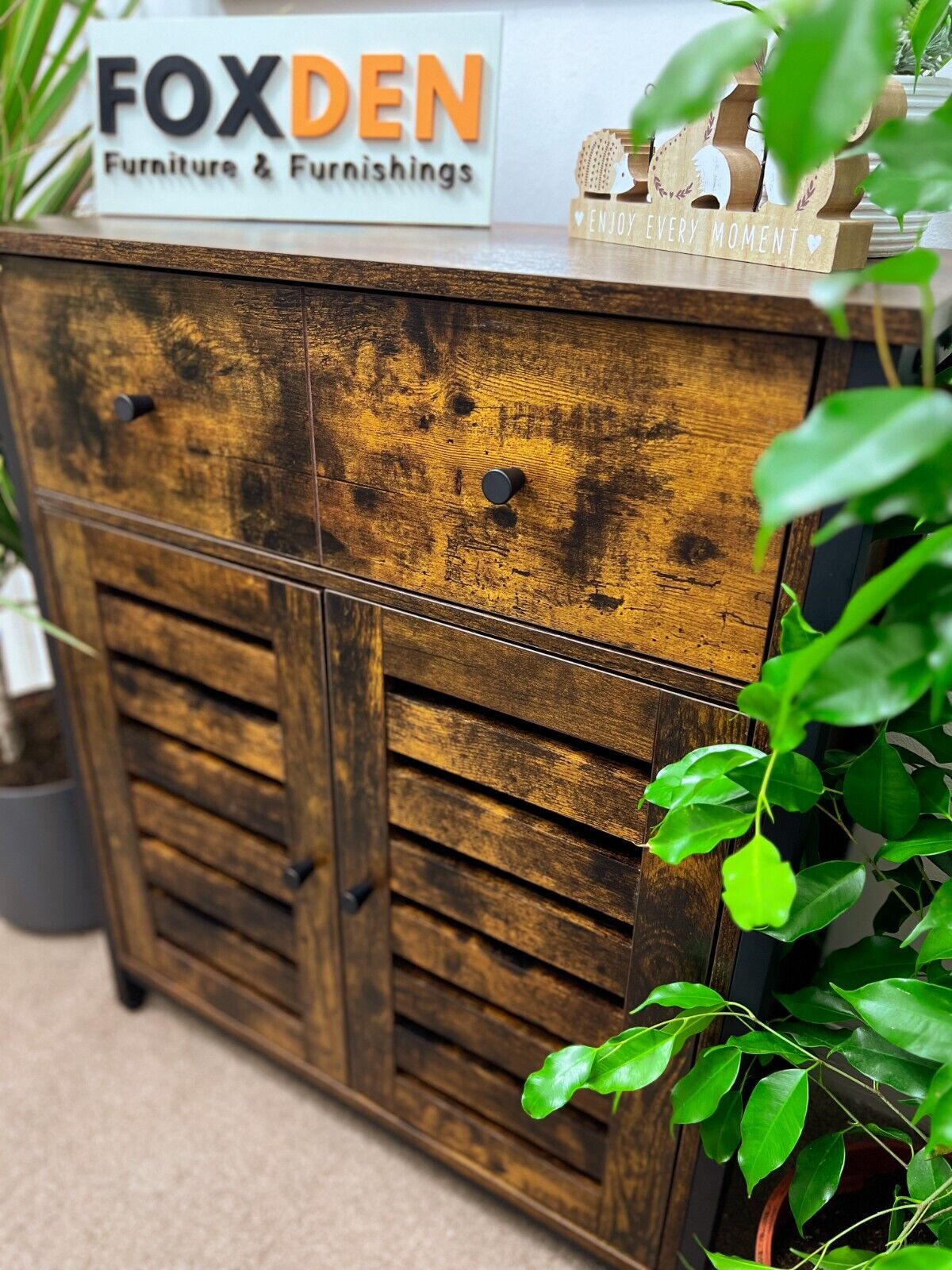 Rustic Brown Freestanding Cabinet Storage Cupboard Drawer and Shelves Sideboard - Home and Garden Furniture Shop - #rustic - furniture#